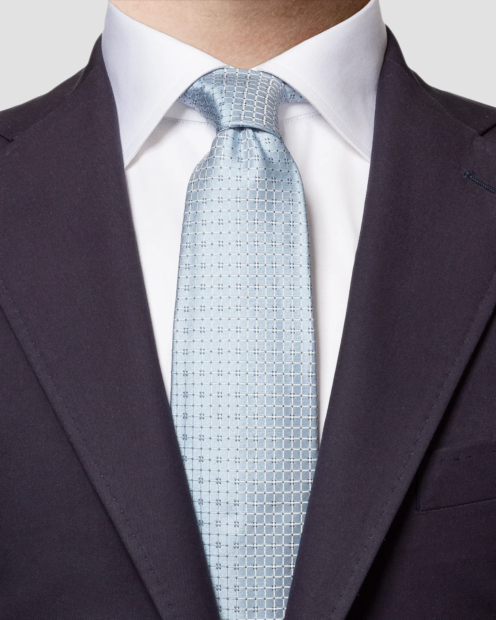 Eton - blue geometric silk tie ss