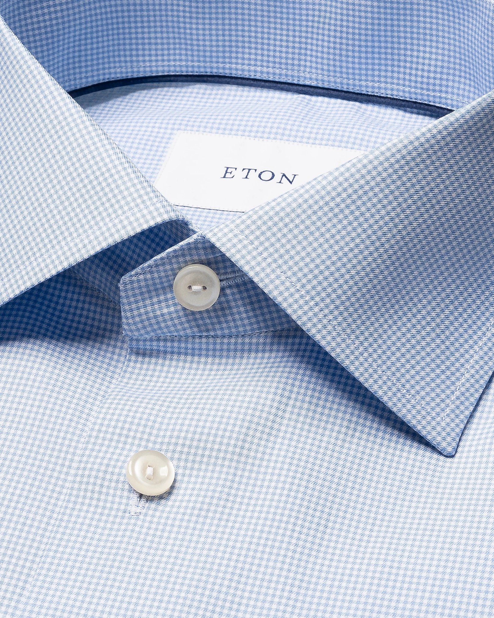Eton - light blue fine check signature twill shirt