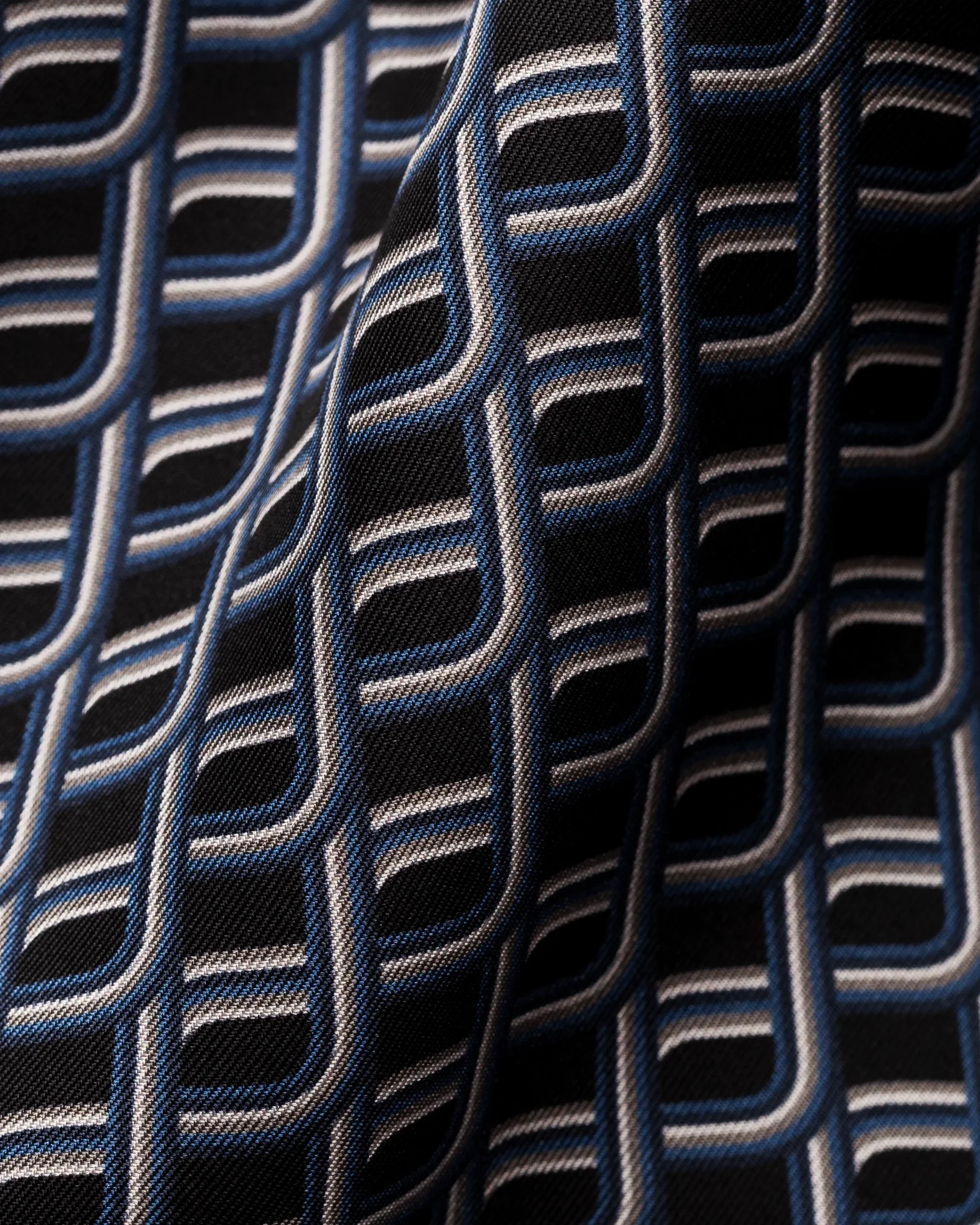 Eton - navy blue silk pointed rounded single one buttonhole slim soft