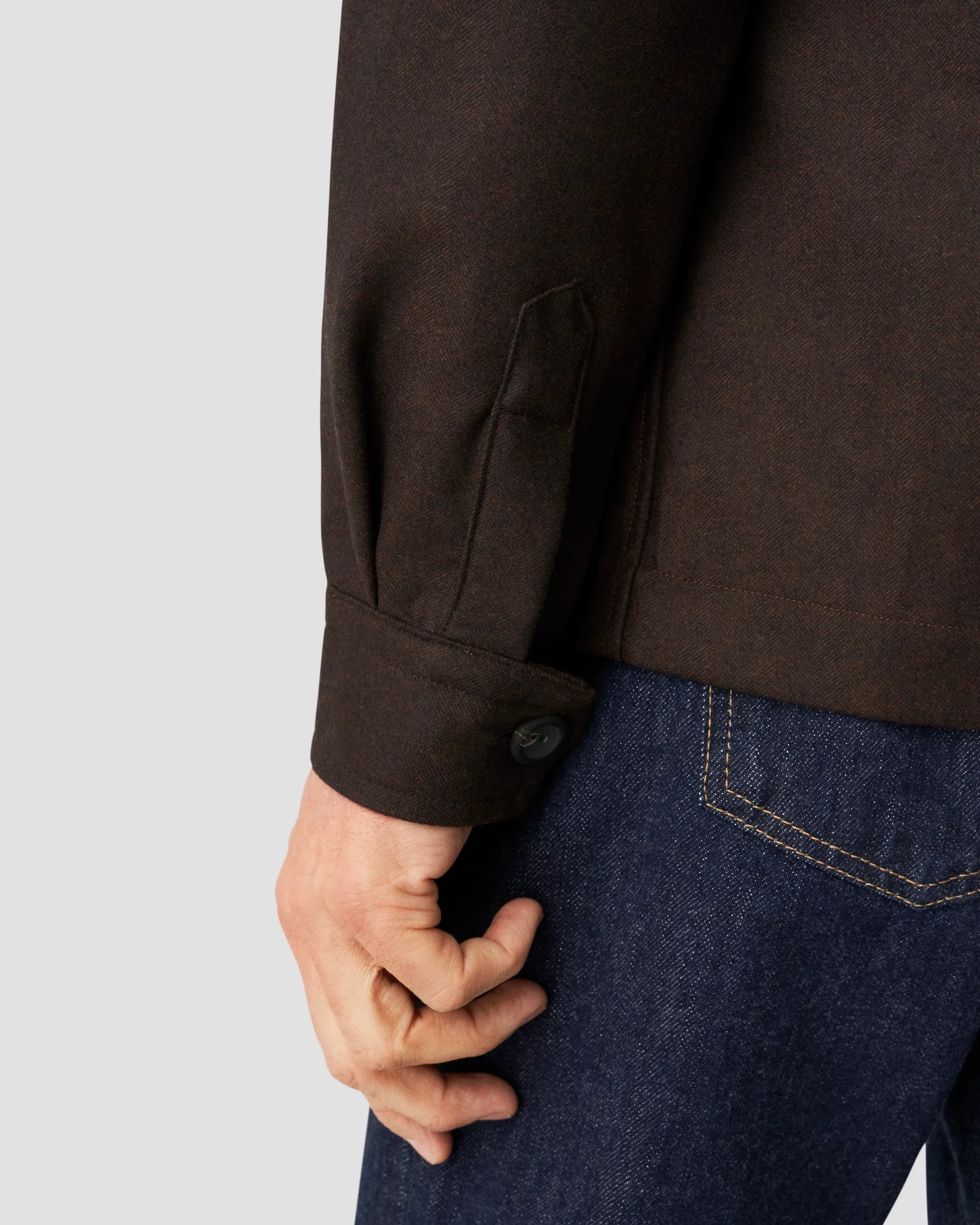 Eton - dark brown heavy flannel overshirt
