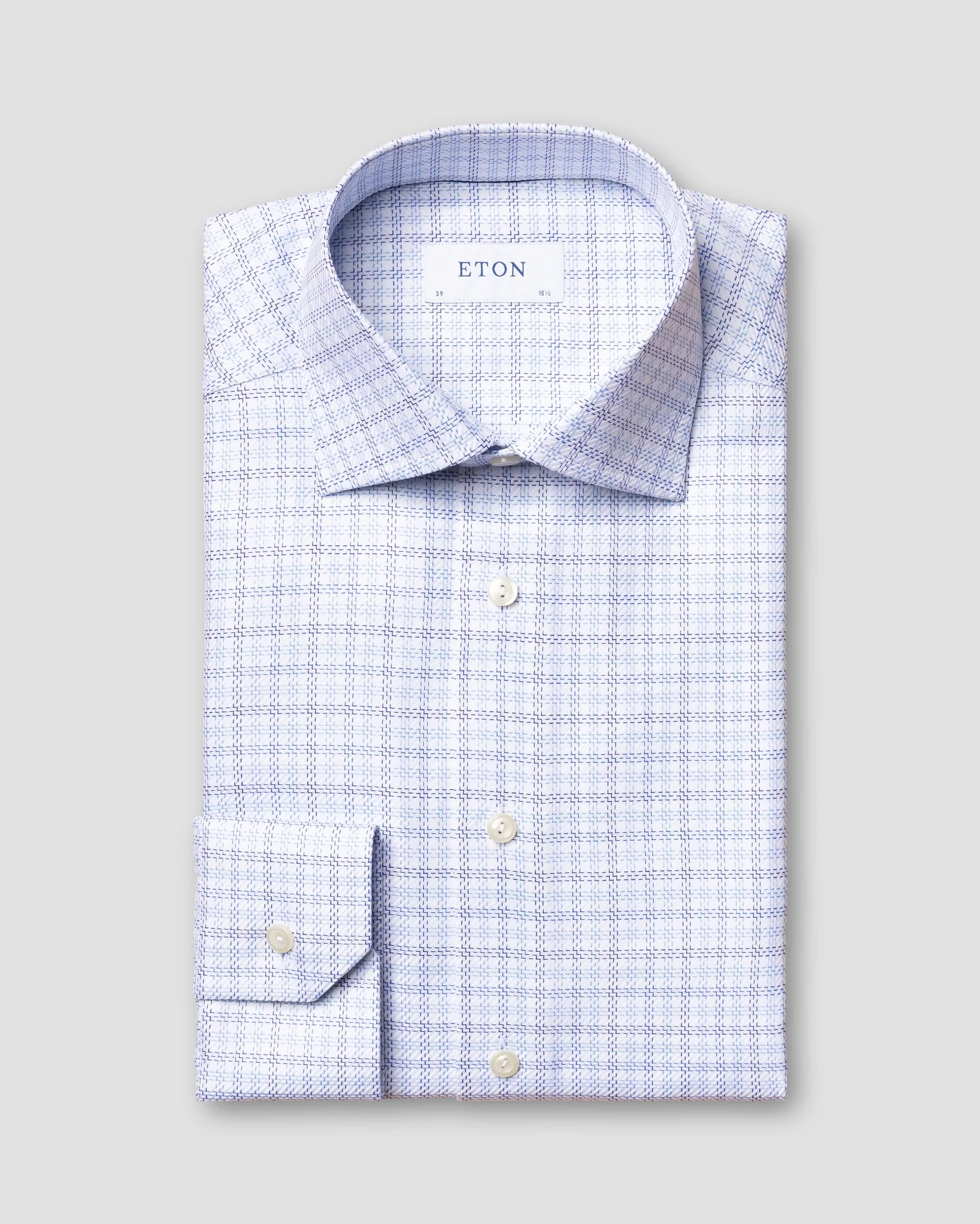 Eton - blue plaid king twill shirt