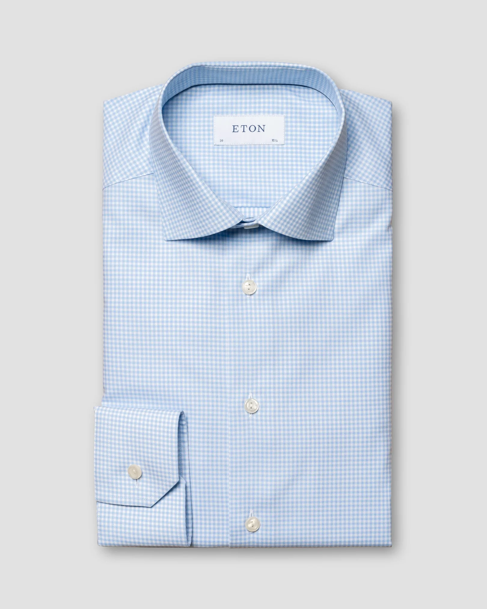 Eton - light blue twill cut away checked