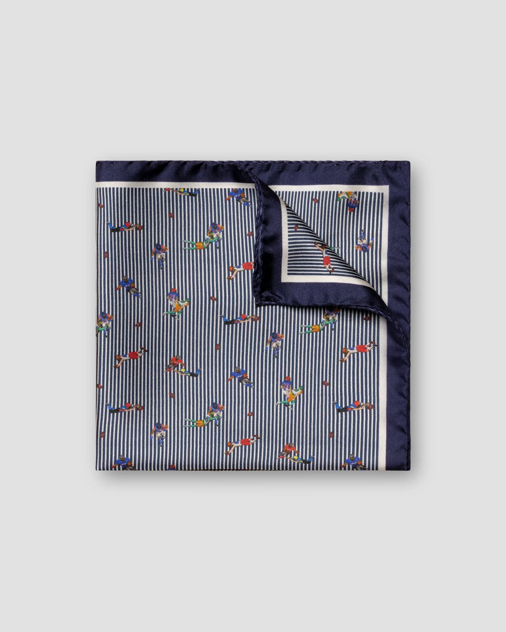 Eton - navy blue striped pocket square