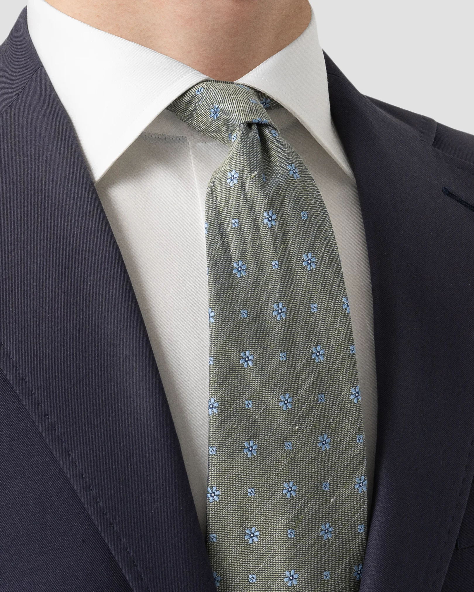 Eton - mid green silk linen blend