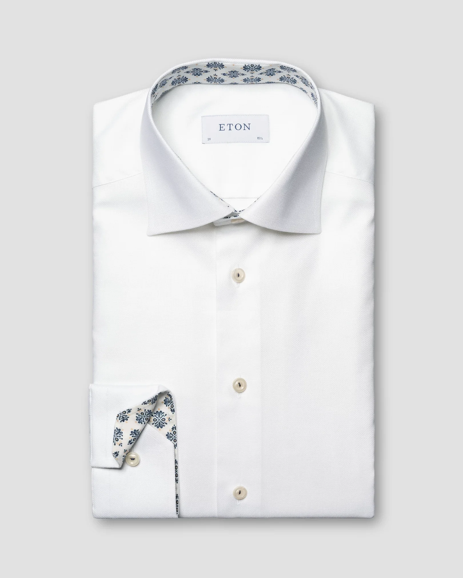 Eton - white twill shirt with special details
