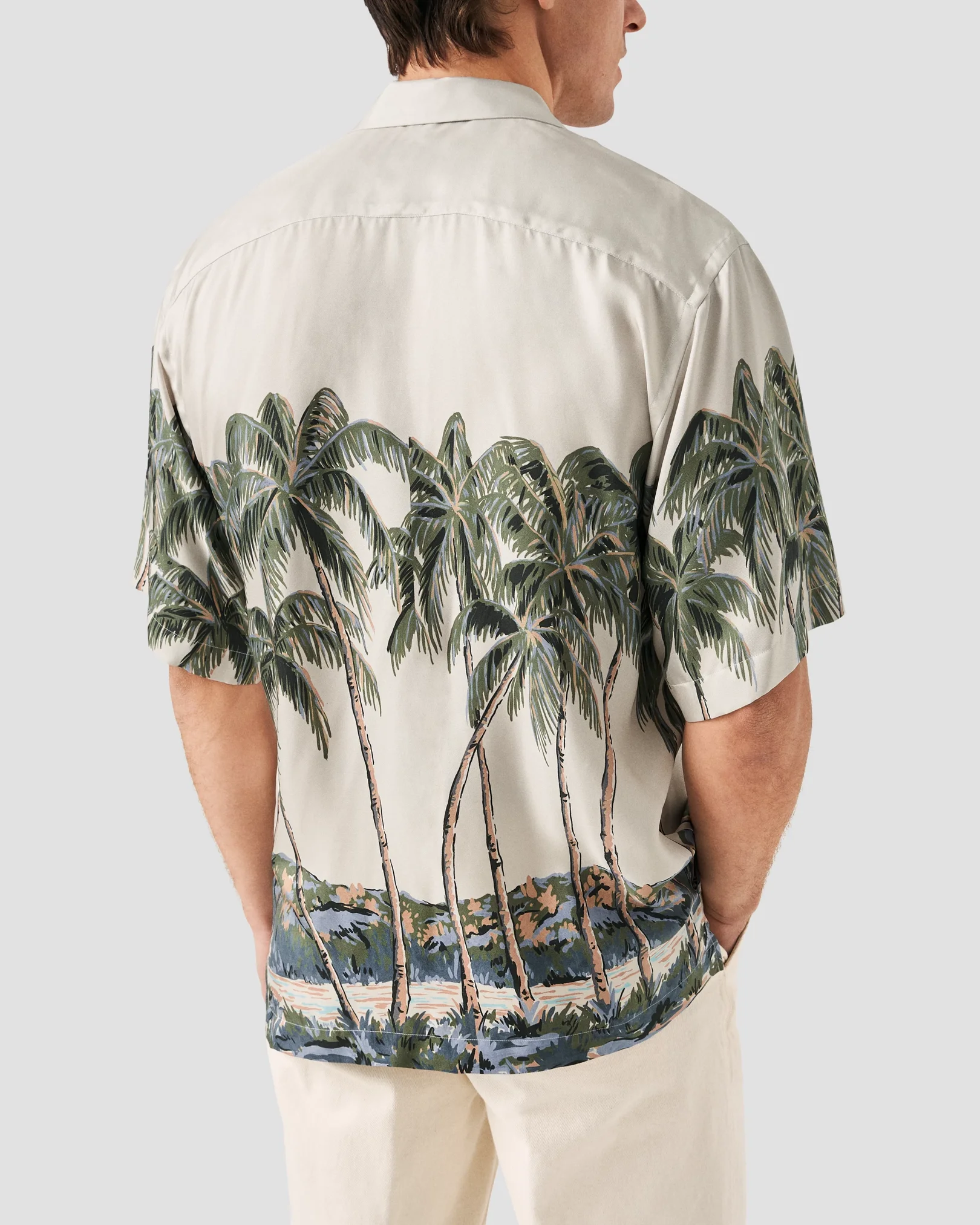 Eton - light green palm tree resort shirt