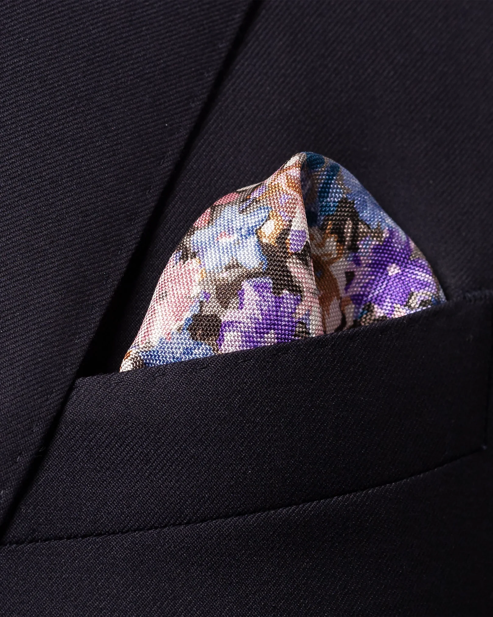 Eton - blue pink purple floral pocket square