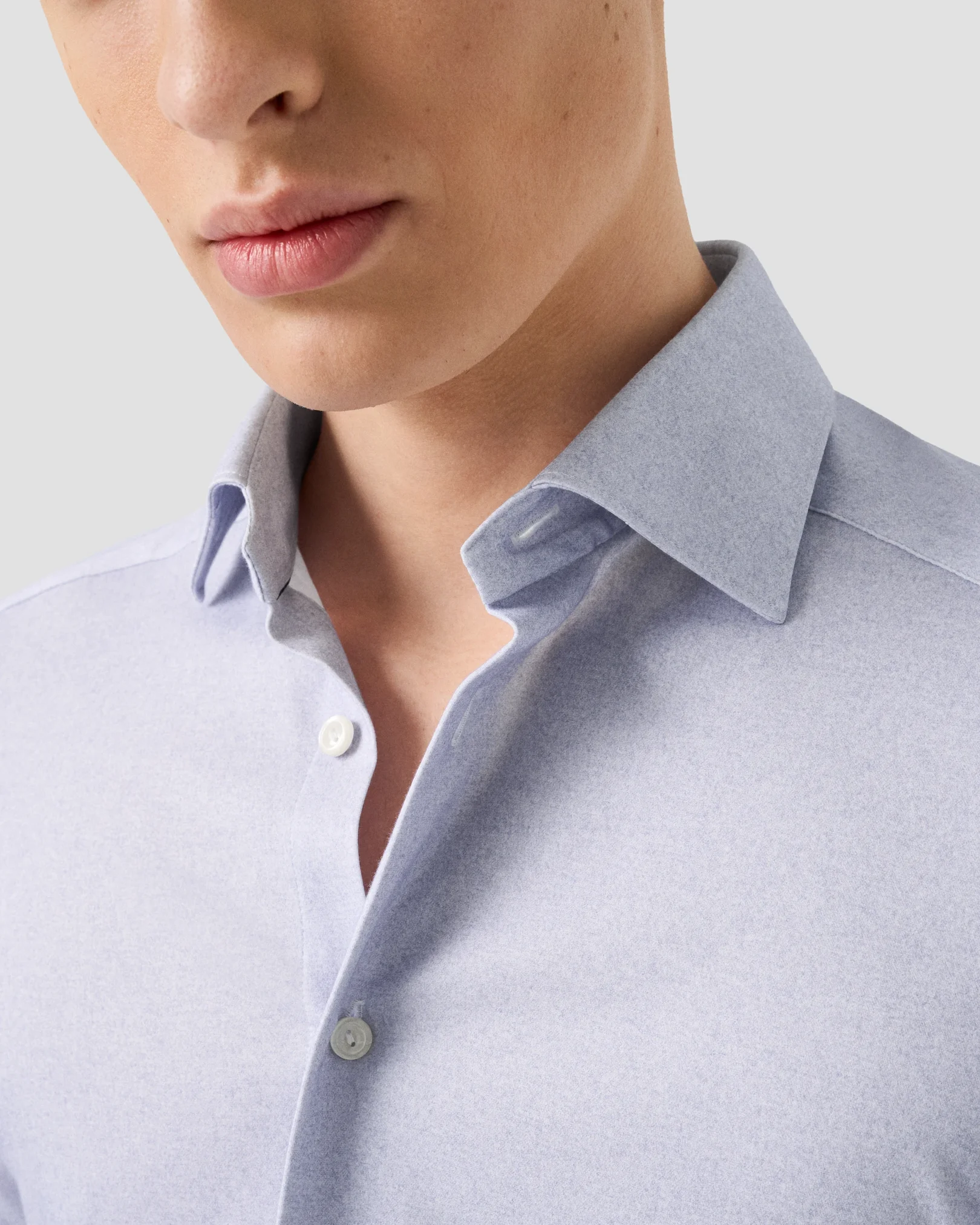 Eton - mid purple solid cotton four way stretch shirt