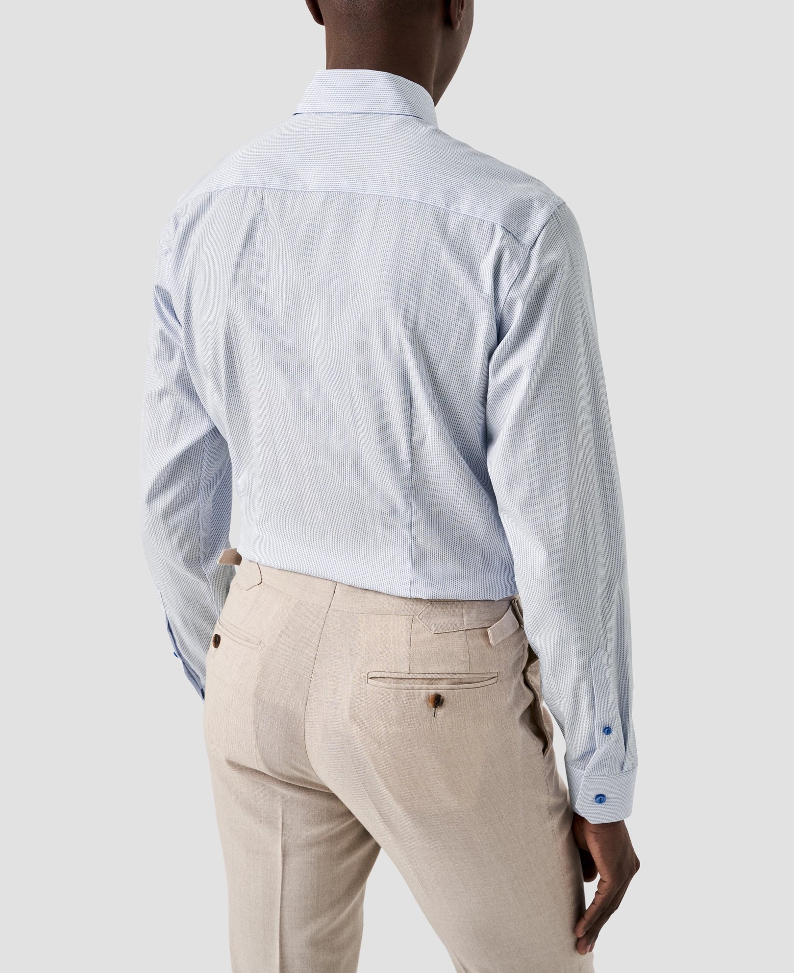 Eton - mid blue micro printed poplin