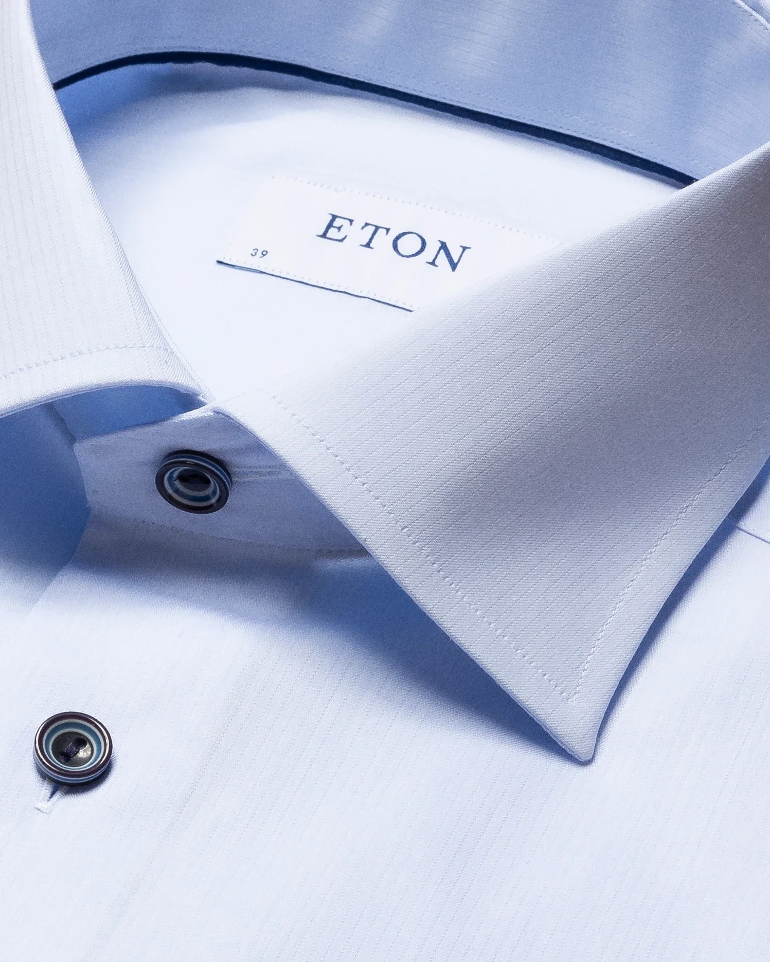 Eton - blue twill shirt cut away