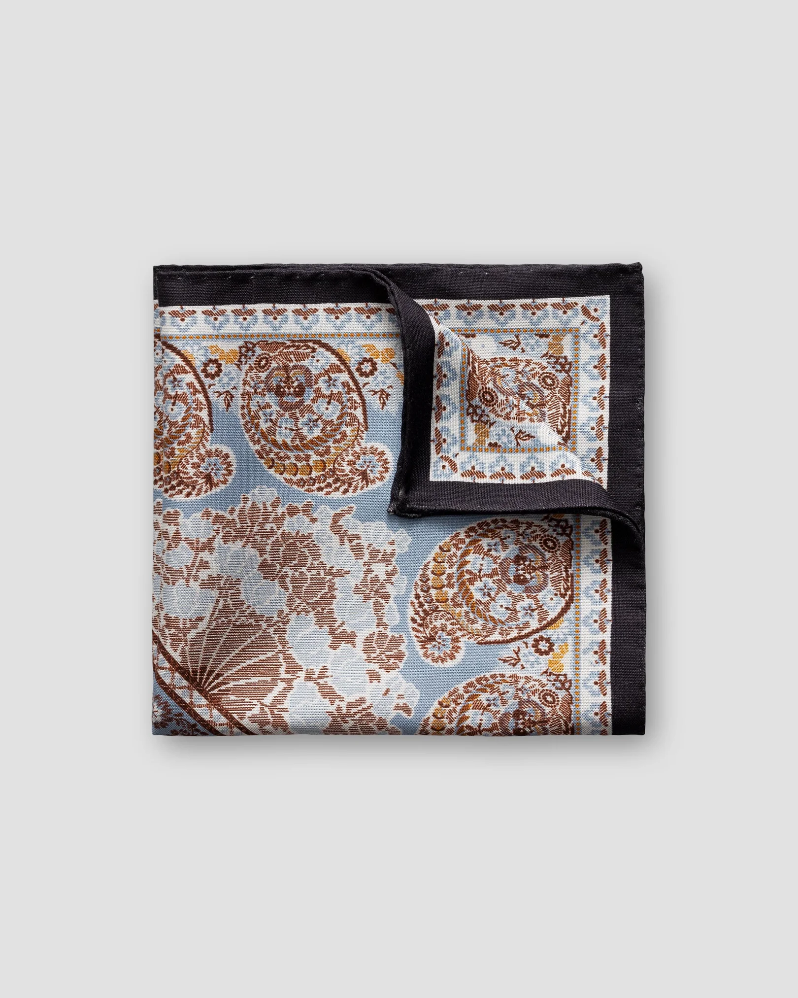 Eton - brown paisley cotton silk pocket square