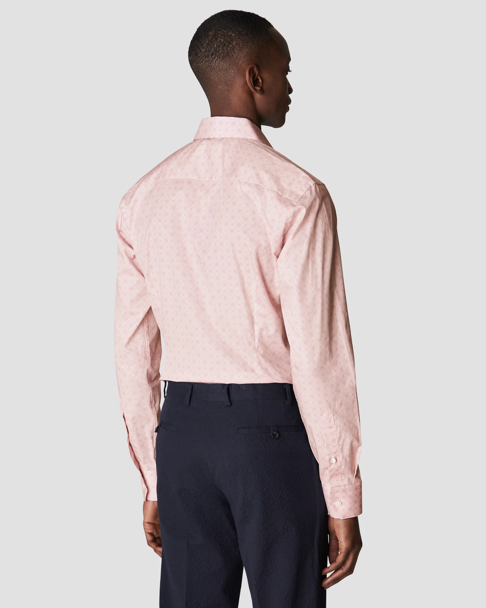 Eton - pink fine twill cutaway e print