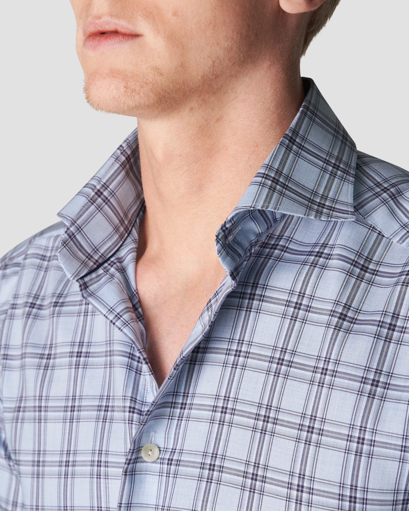 Eton - mid blue oxford wide spread