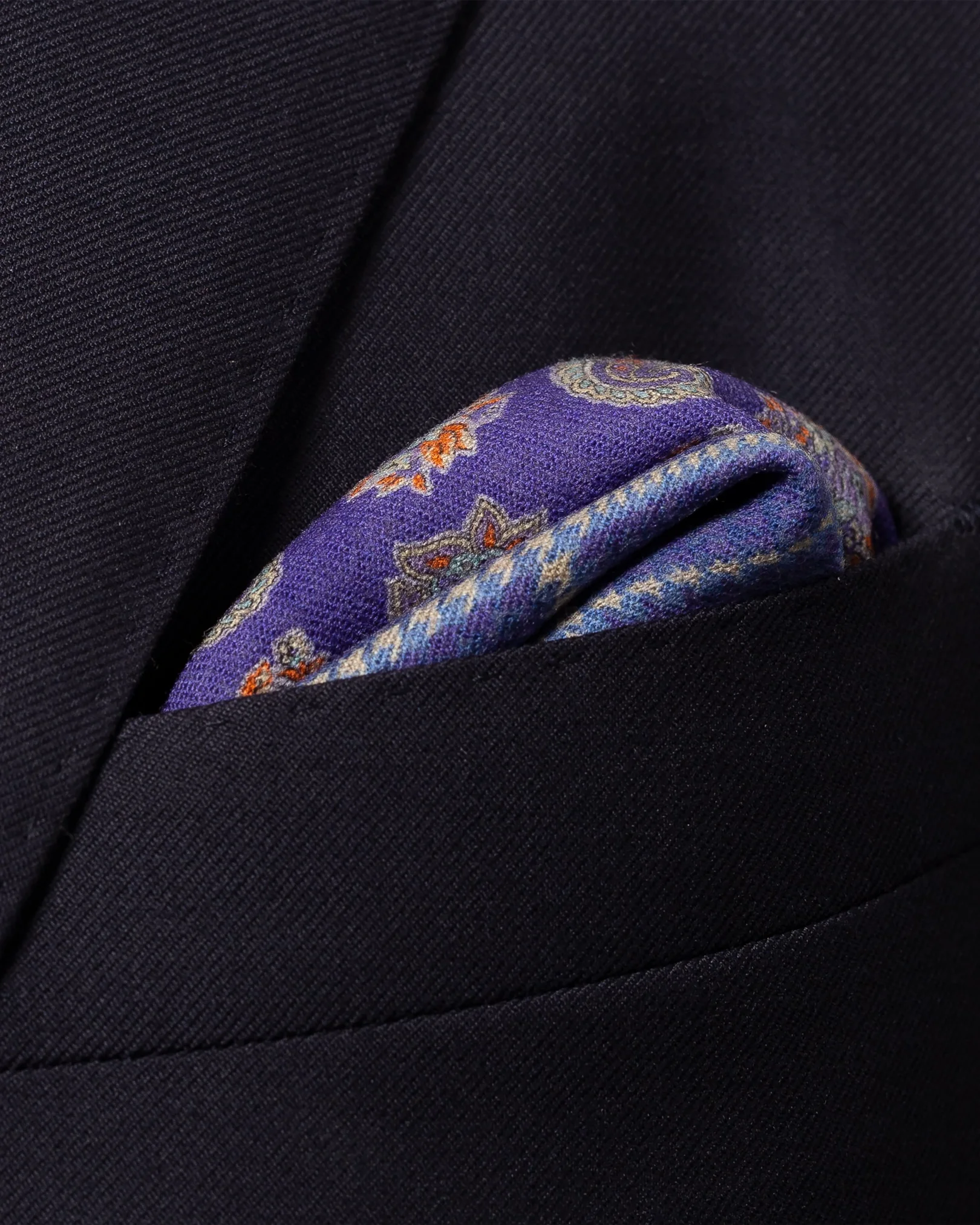 Eton - purple double sided wool pocket square