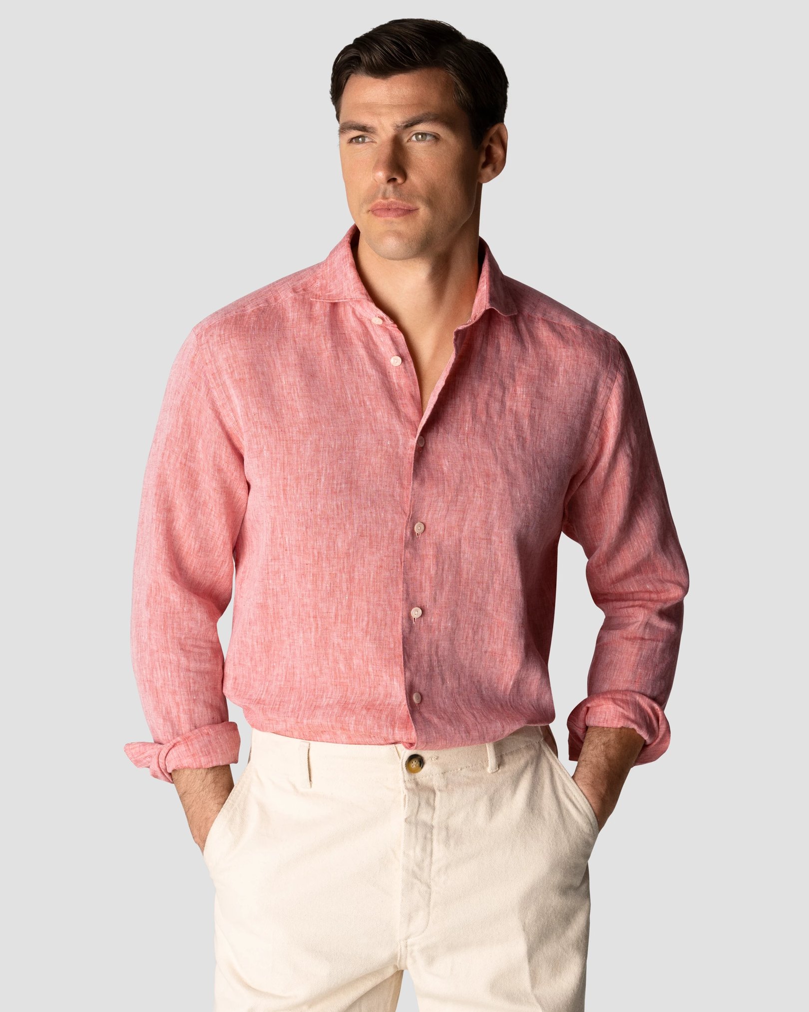 Eton - red linen shirts wide spread