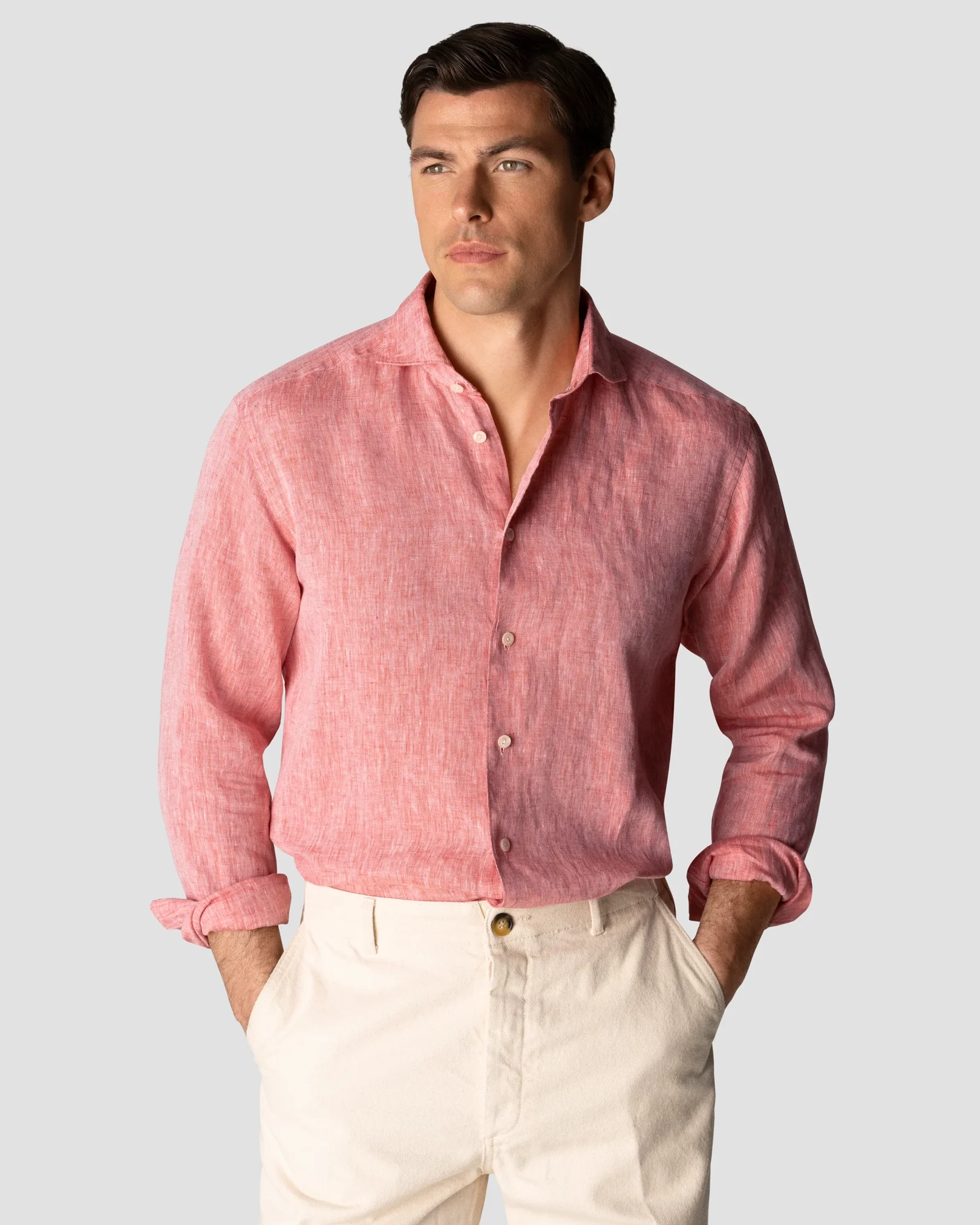 Eton - red linen shirts wide spread