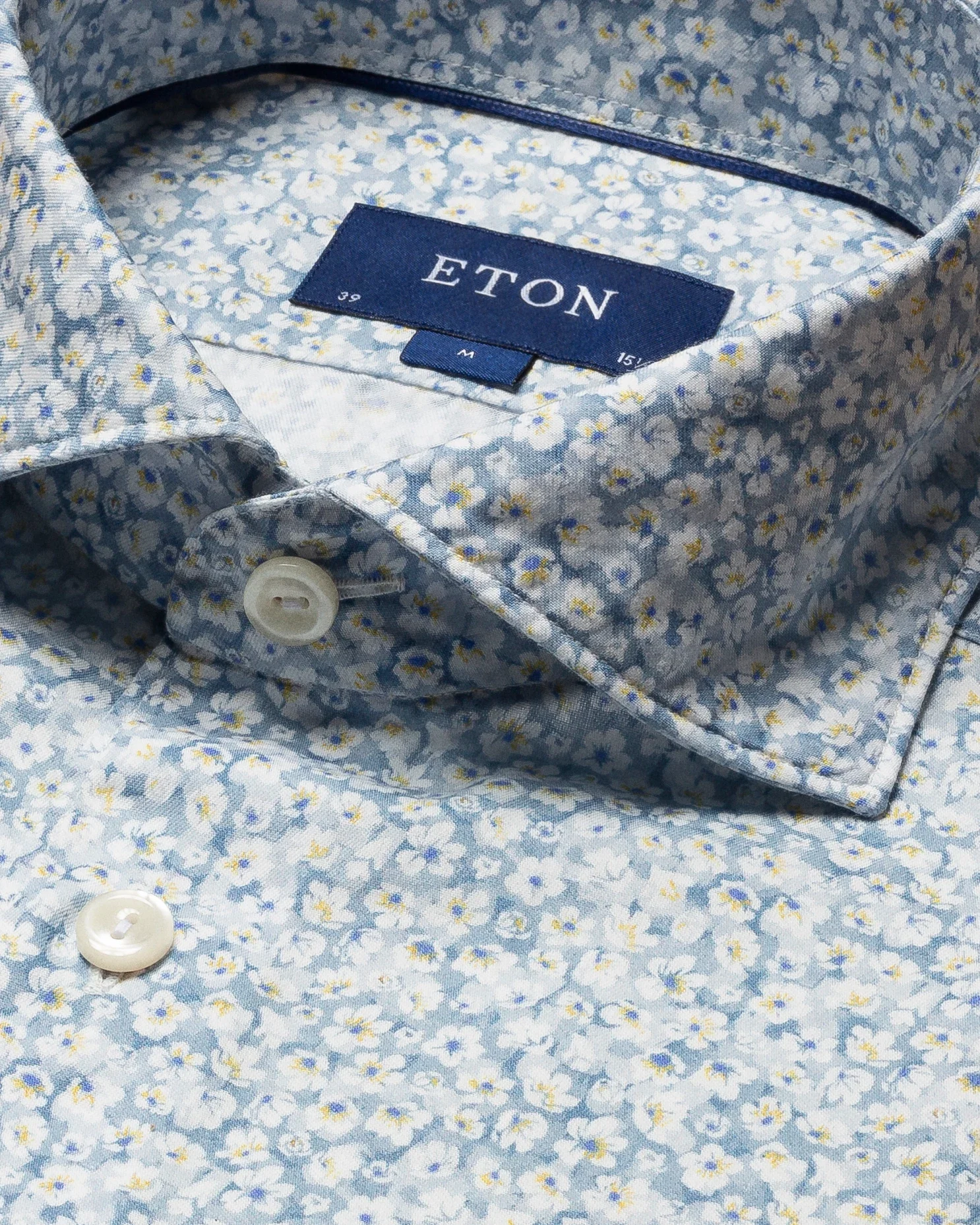 Eton - light blue floral cotton tencel tm shirt