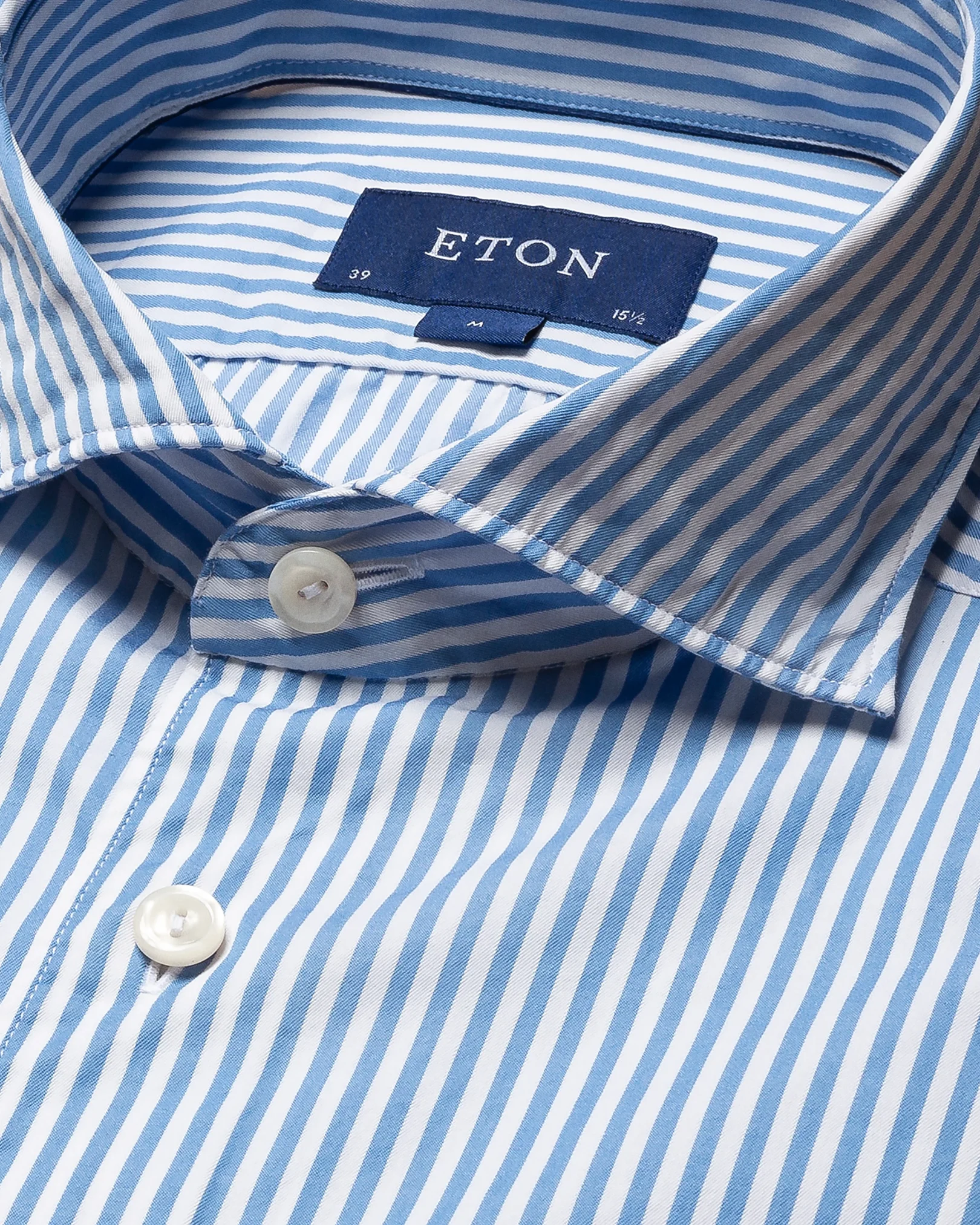 Eton - light blue twill striped cotton tencel