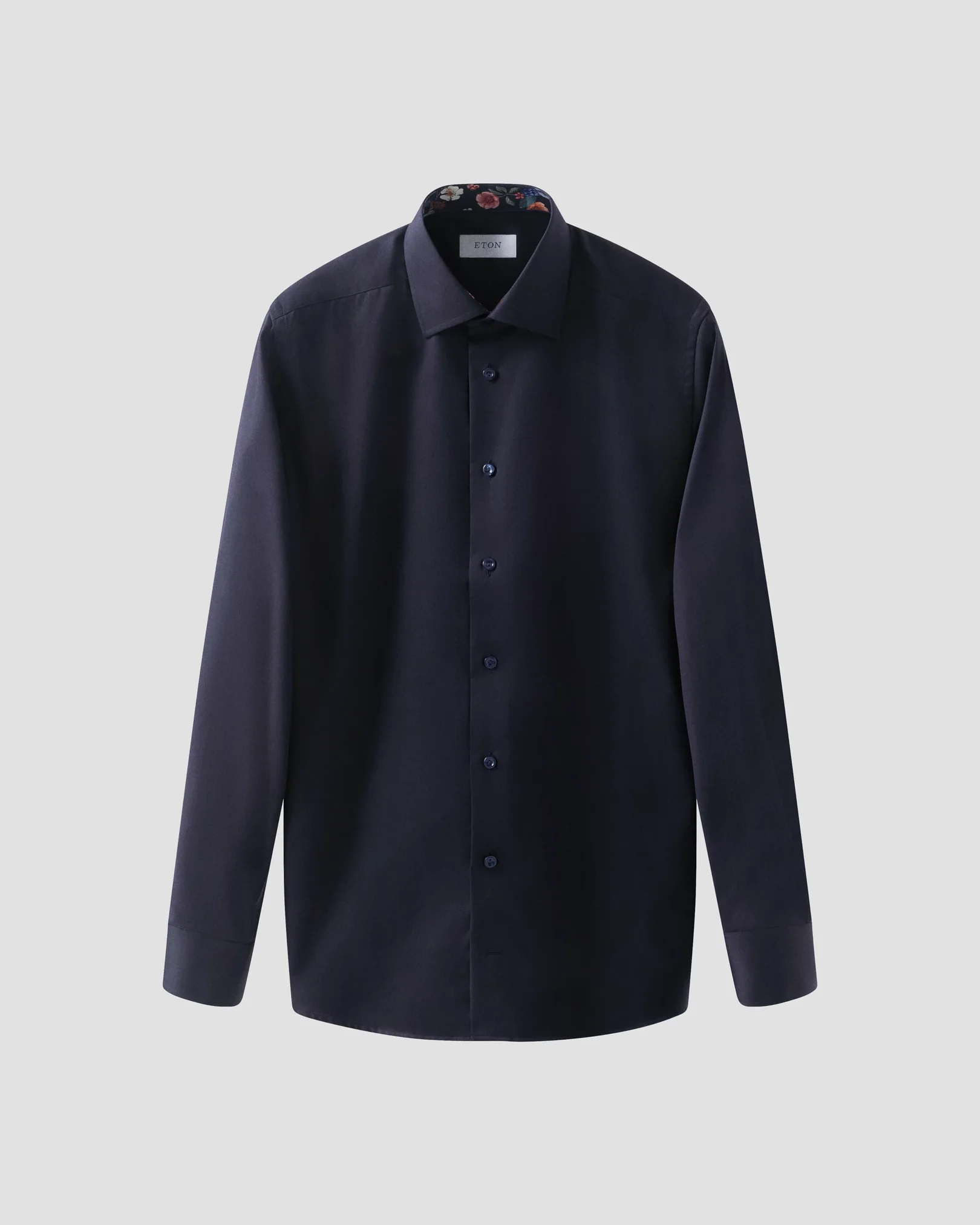 Eton - navy blue signature twill shirt with special details