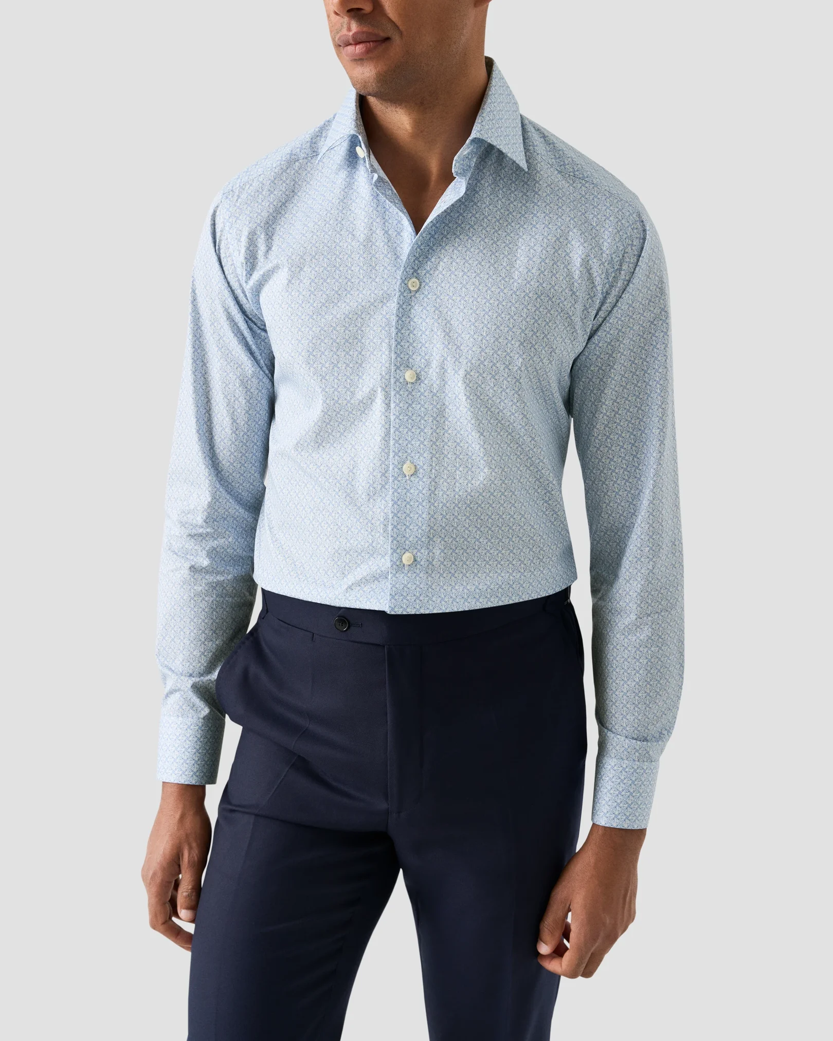 Eton - light blue geometric signature twillshirt