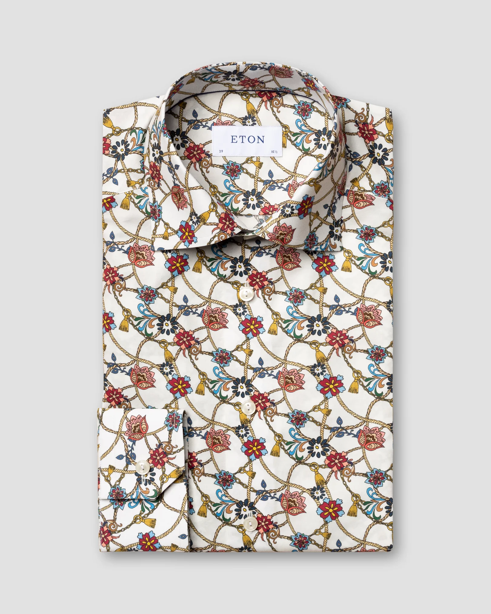 Eton - white chandelier print fine twill shirt