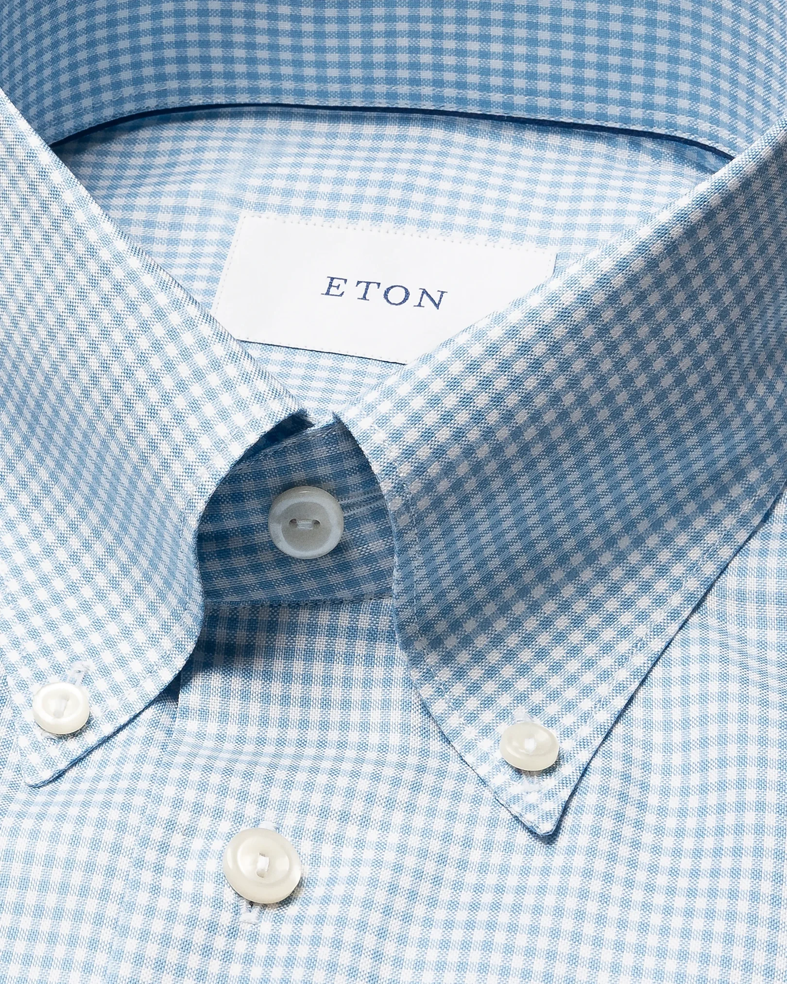 Eton - light blue check signature oxford shirt button down