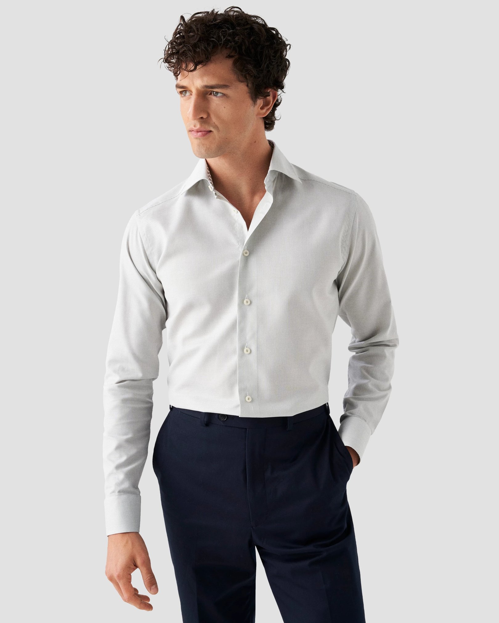 Eton - light green cottonlyocell stretch