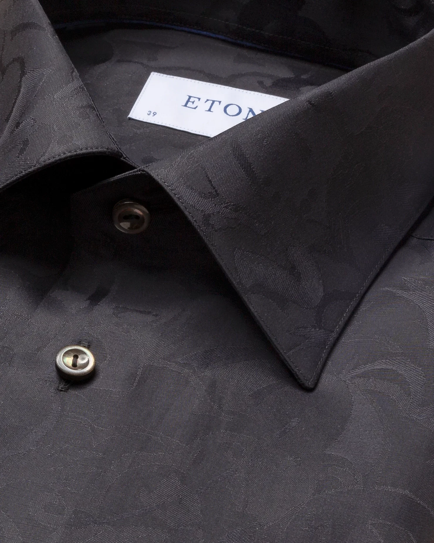 Eton - black floral jacquard shirt