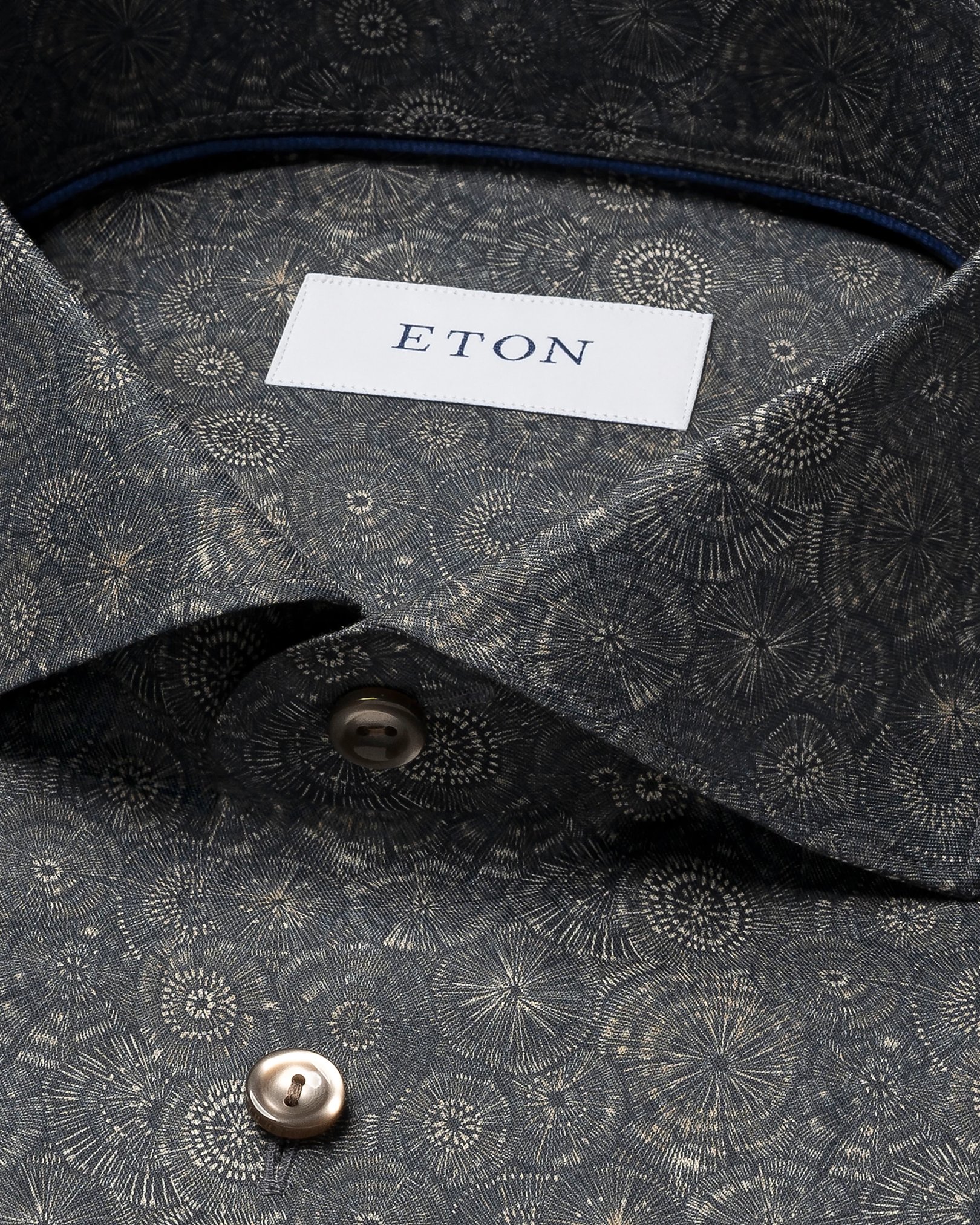 Eton - brown motif signature twill shirt