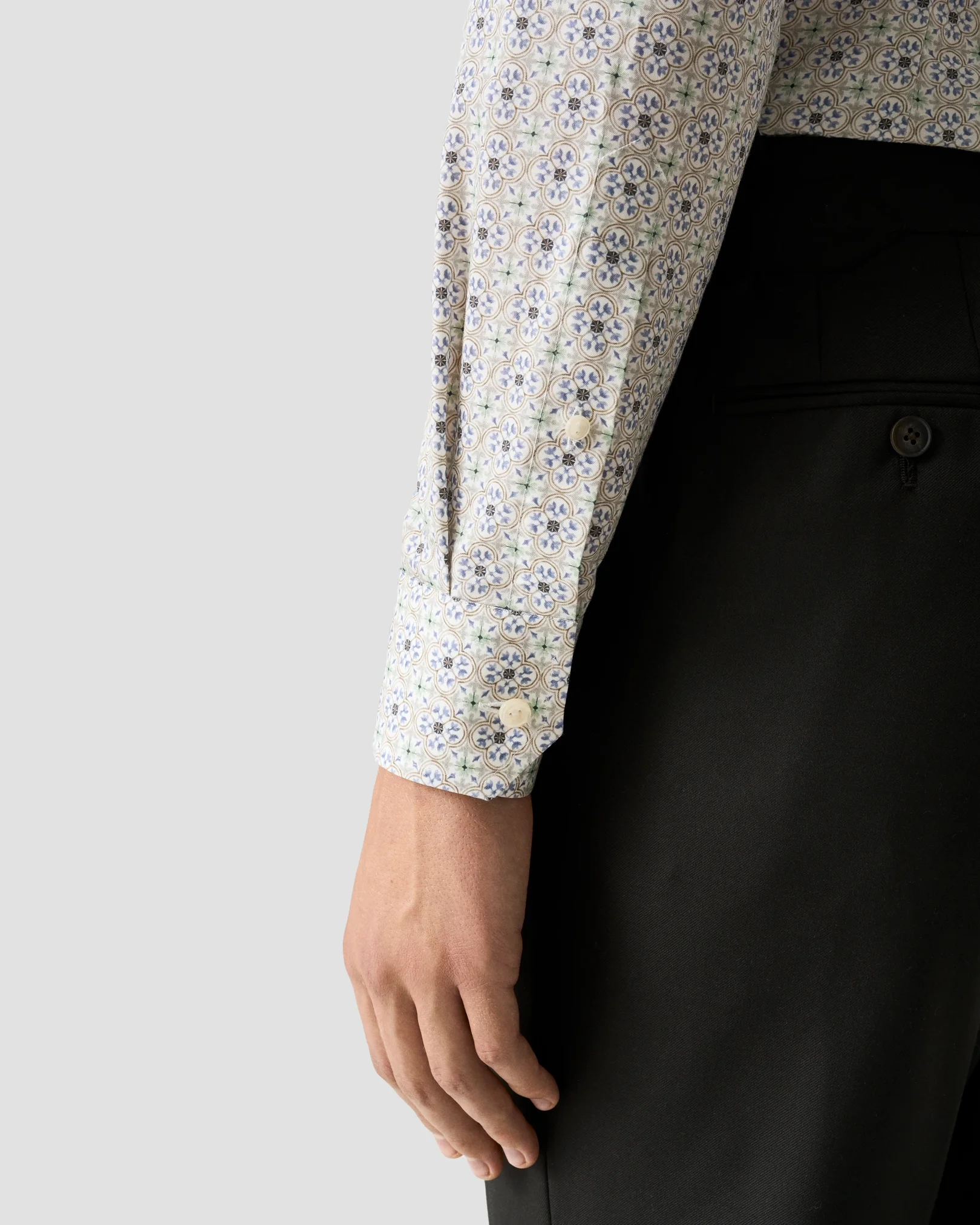 Eton - light blue motif cotton and tencel tm lyocell shirt