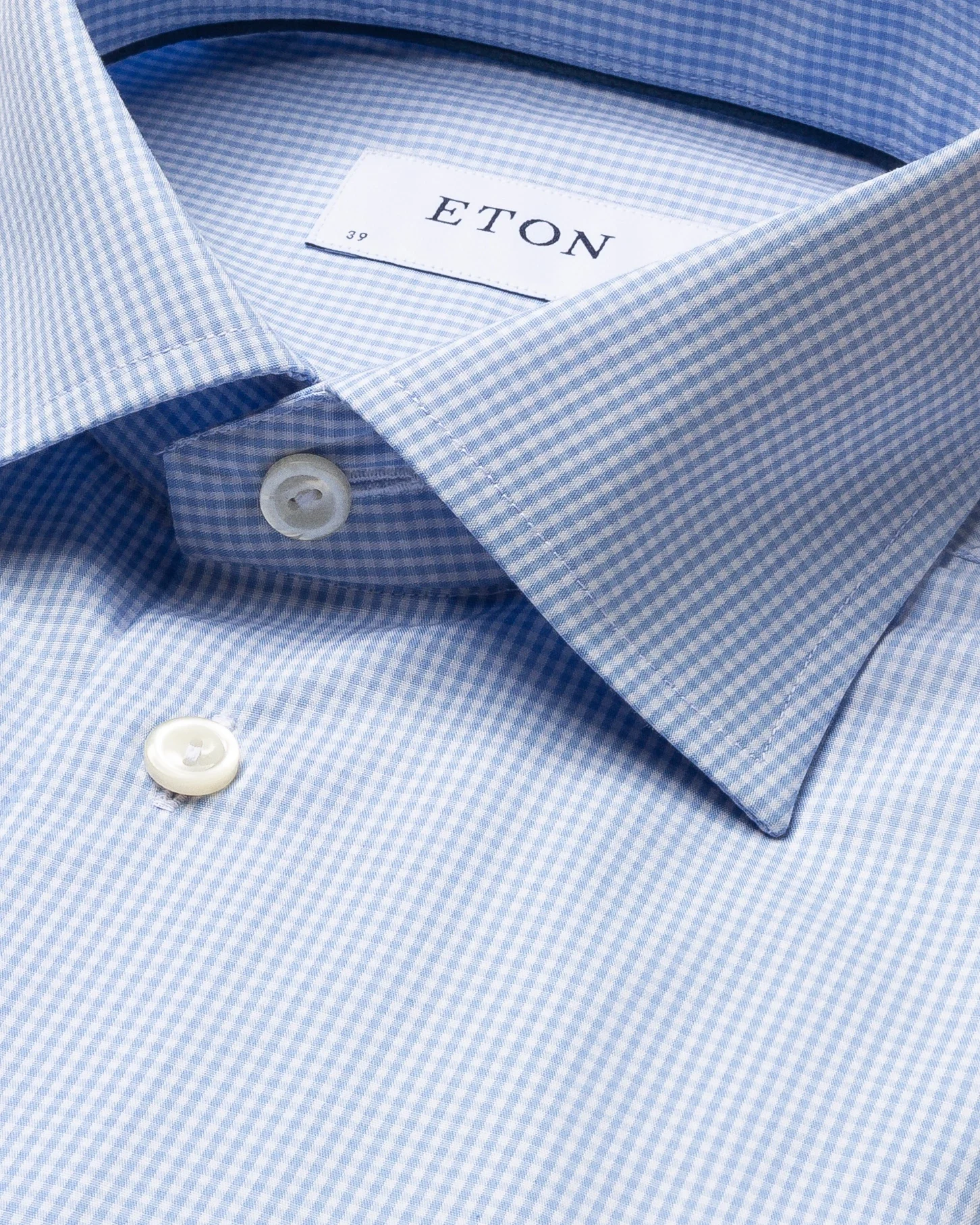 Eton - sky blue check poplin shirt