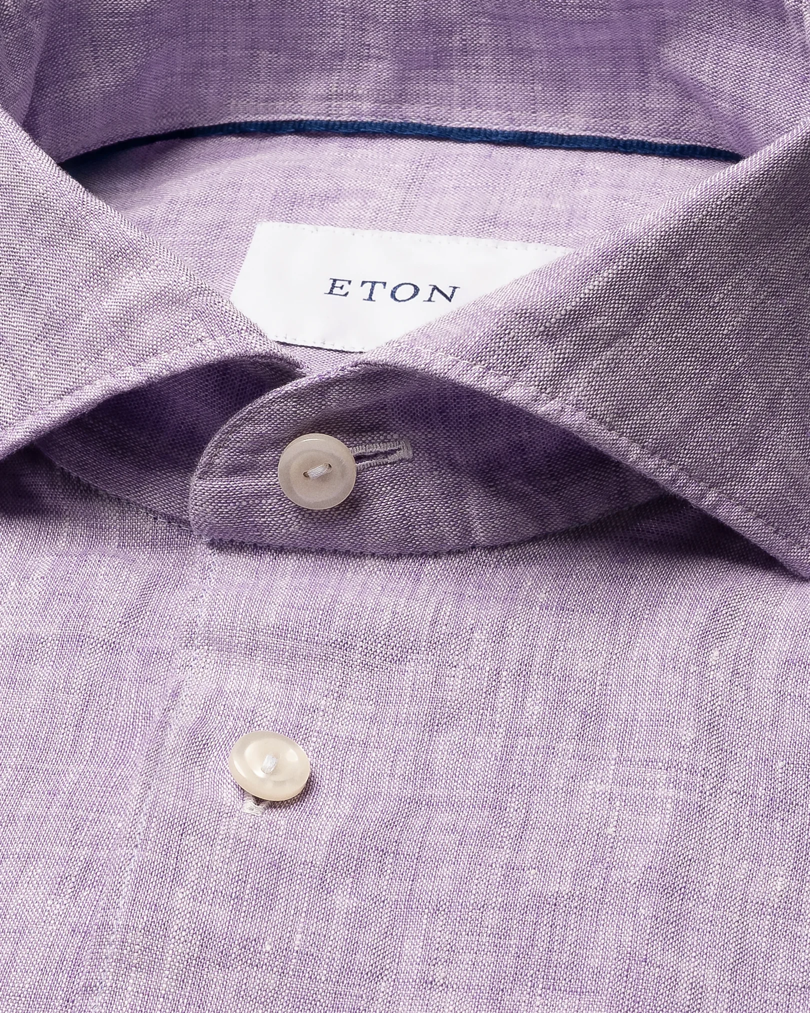 Eton - mid purple solid plain weave linen shirt
