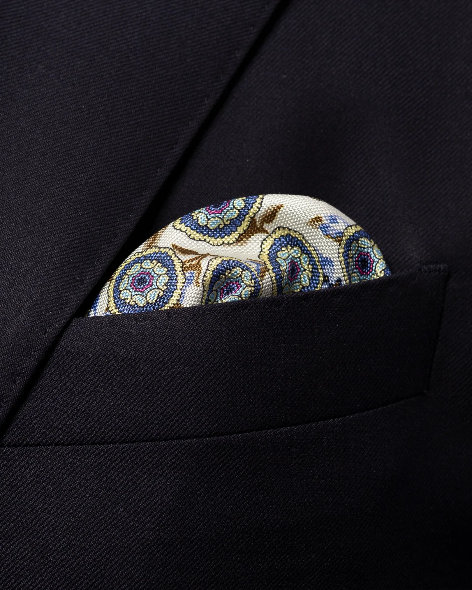 Eton - blue beige flower pocket square
