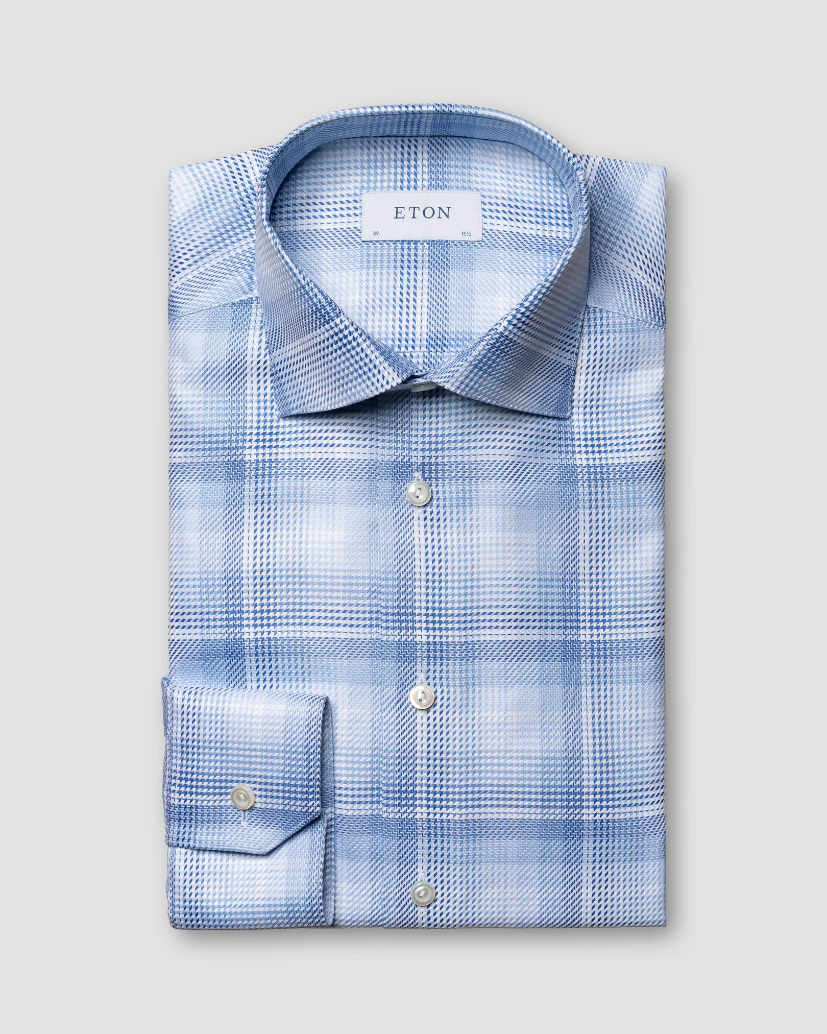 Eton - light blue checked textured twill