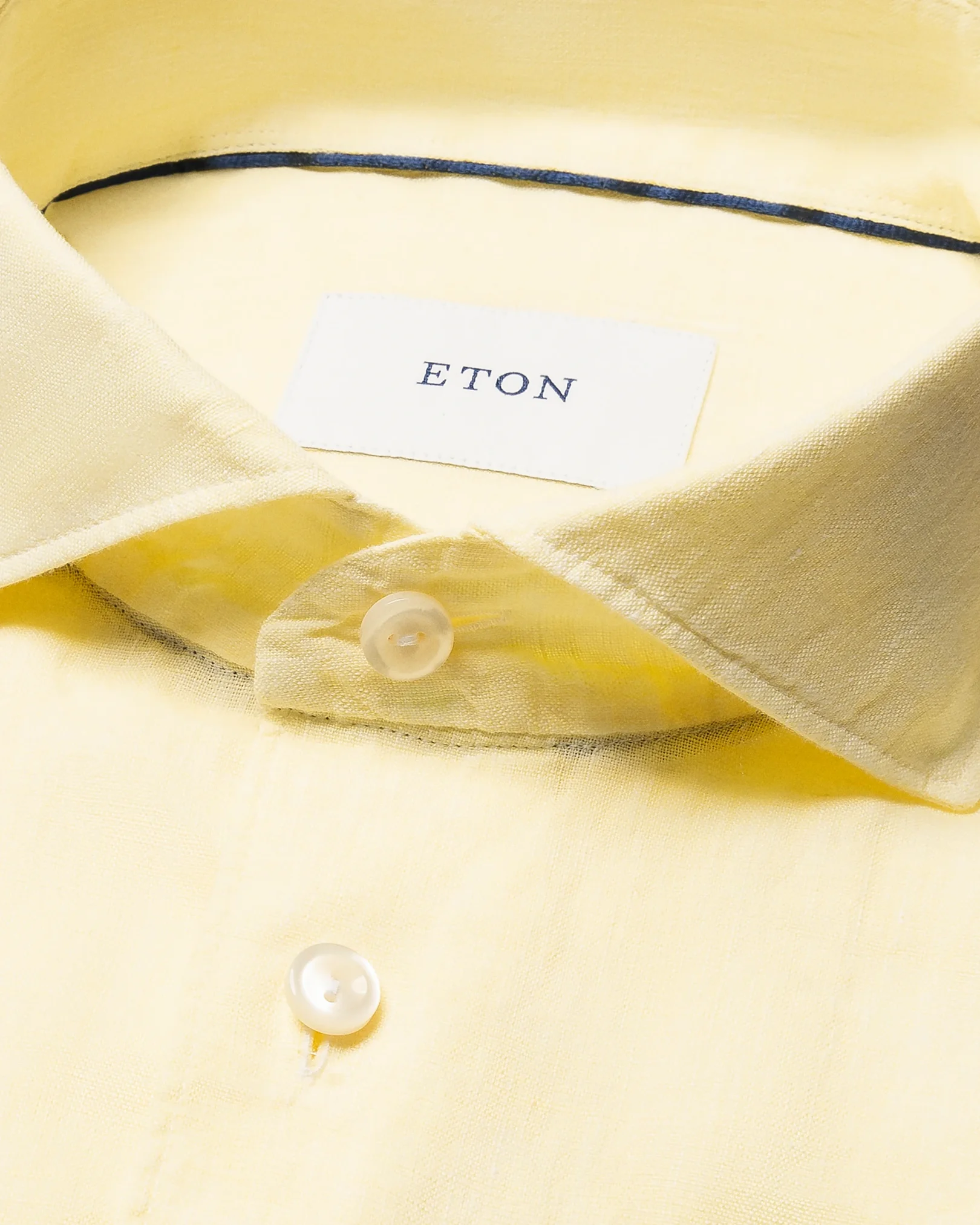 Eton - yellow solid short sleeve linen shirt