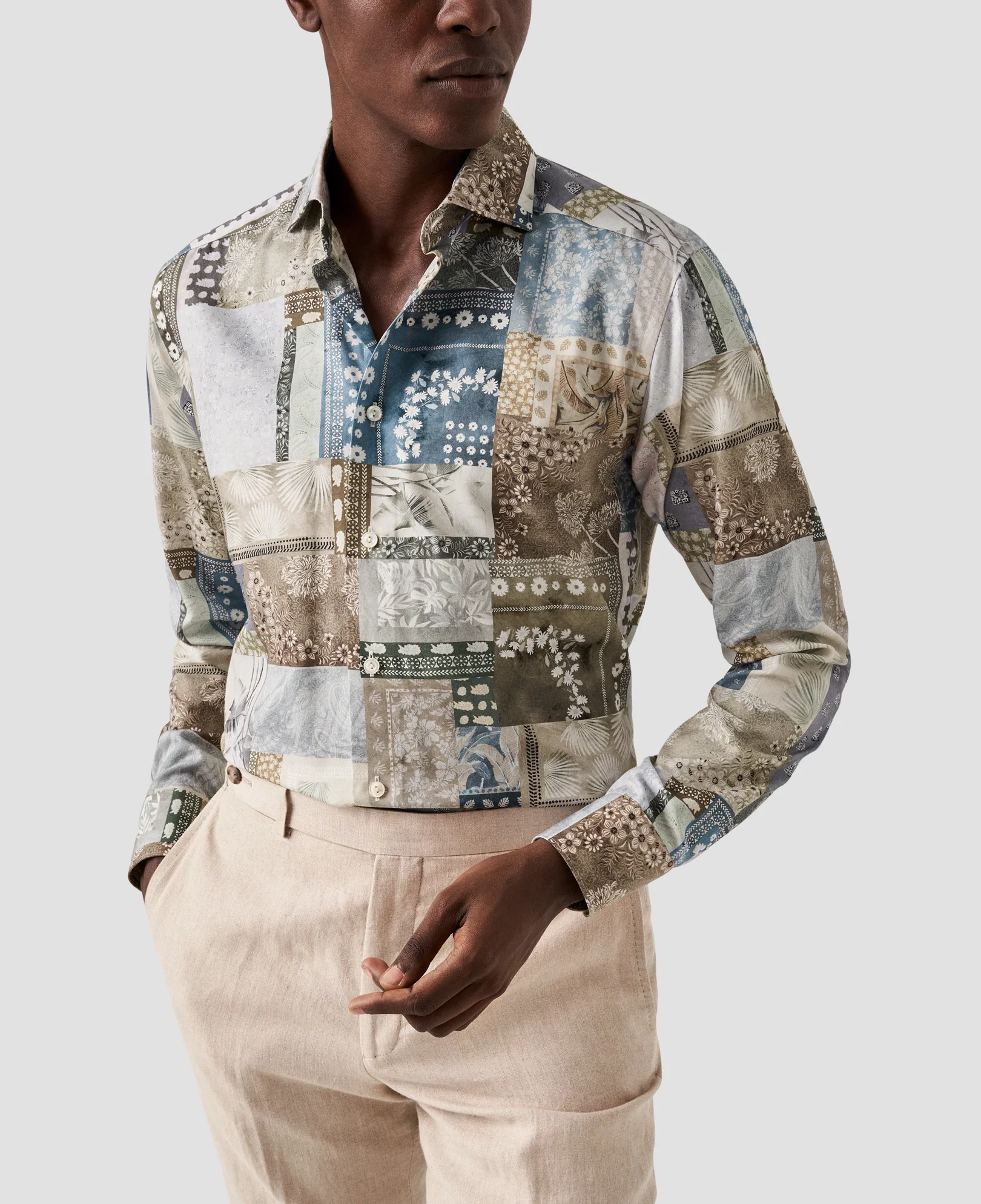 Eton - light green cotton lyocell shirt