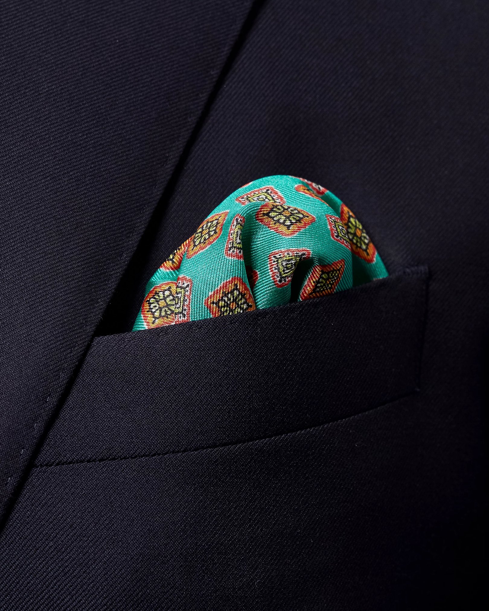 Eton - green geometric pocket square