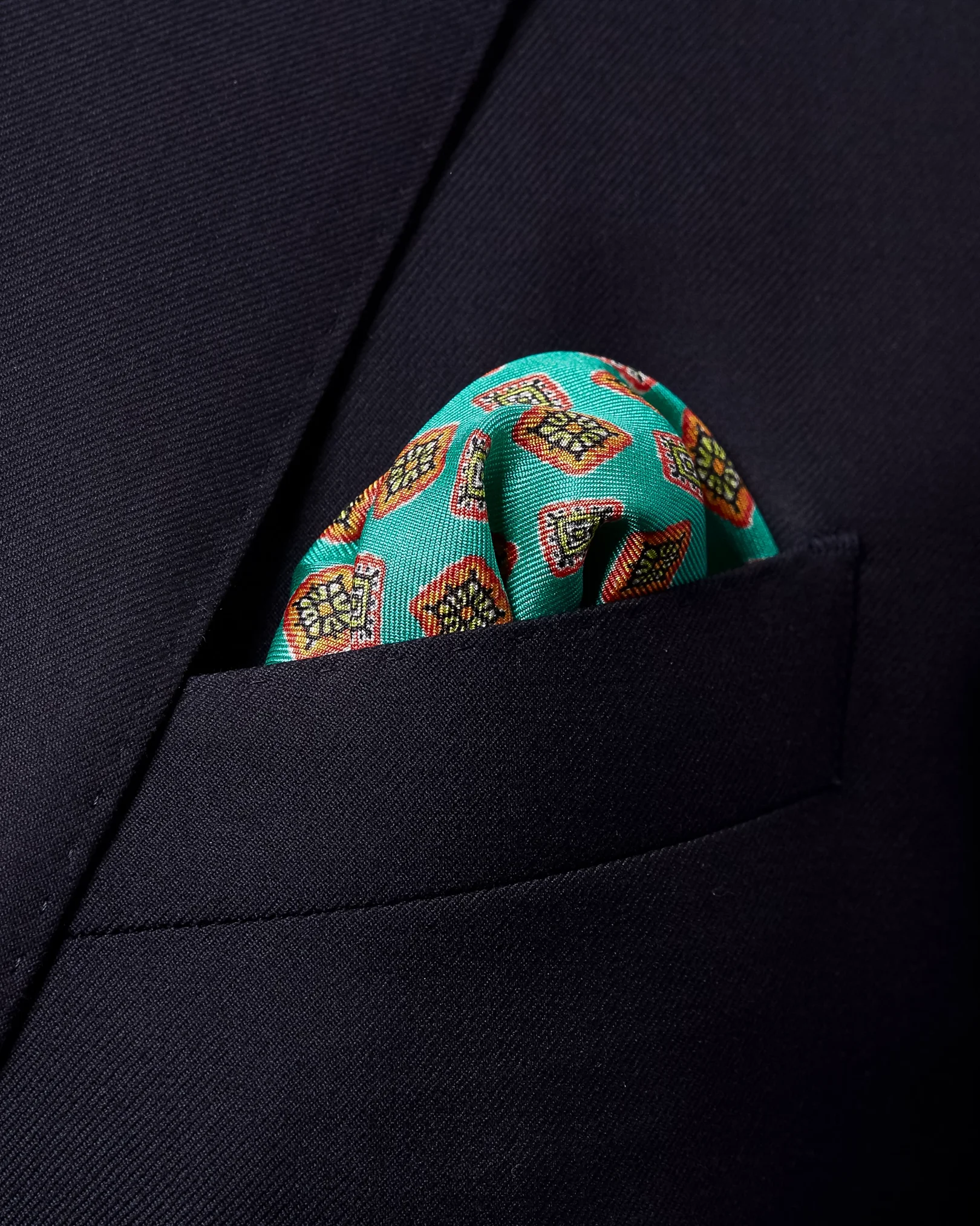 Eton - green geometric pocket square