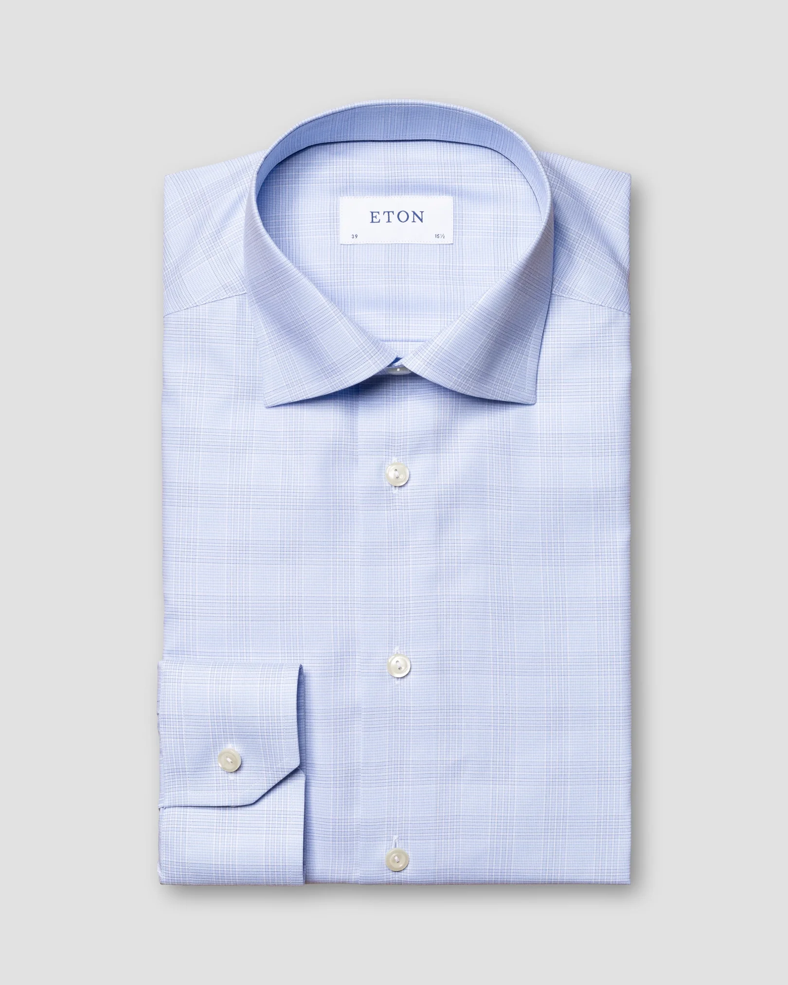 Eton - blue fine twill shirt cut away