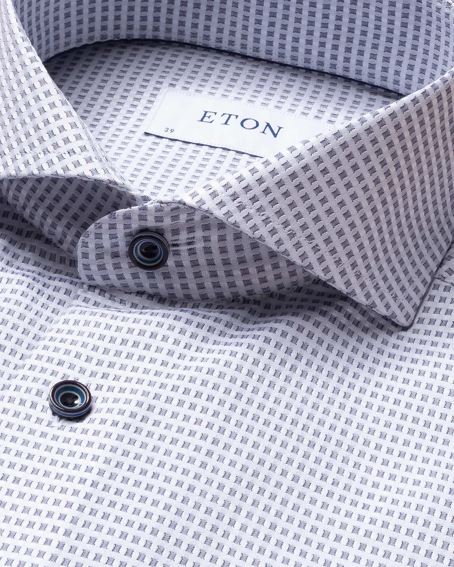 Eton - navy blue dobby extreme cut away single slim