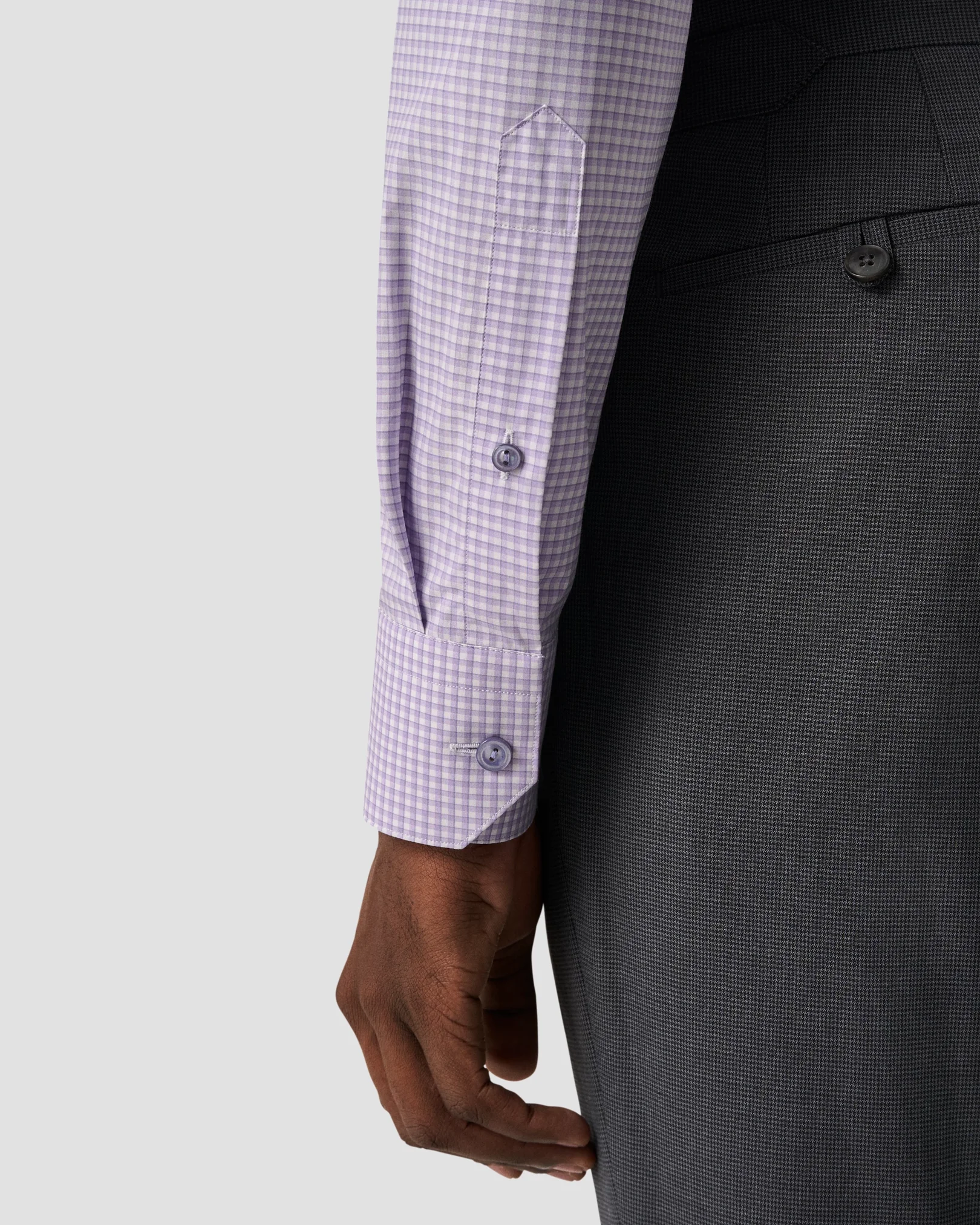 Eton - purple checked supima poplin shirt