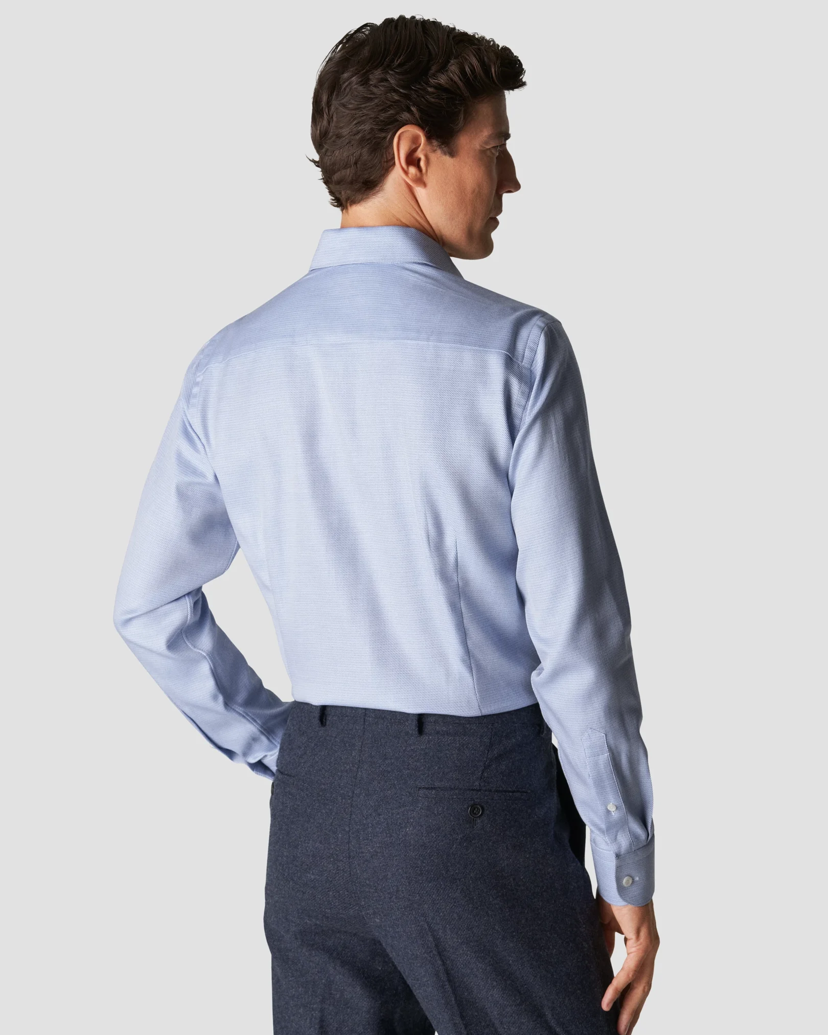 Eton - mid blue fine twill widespread