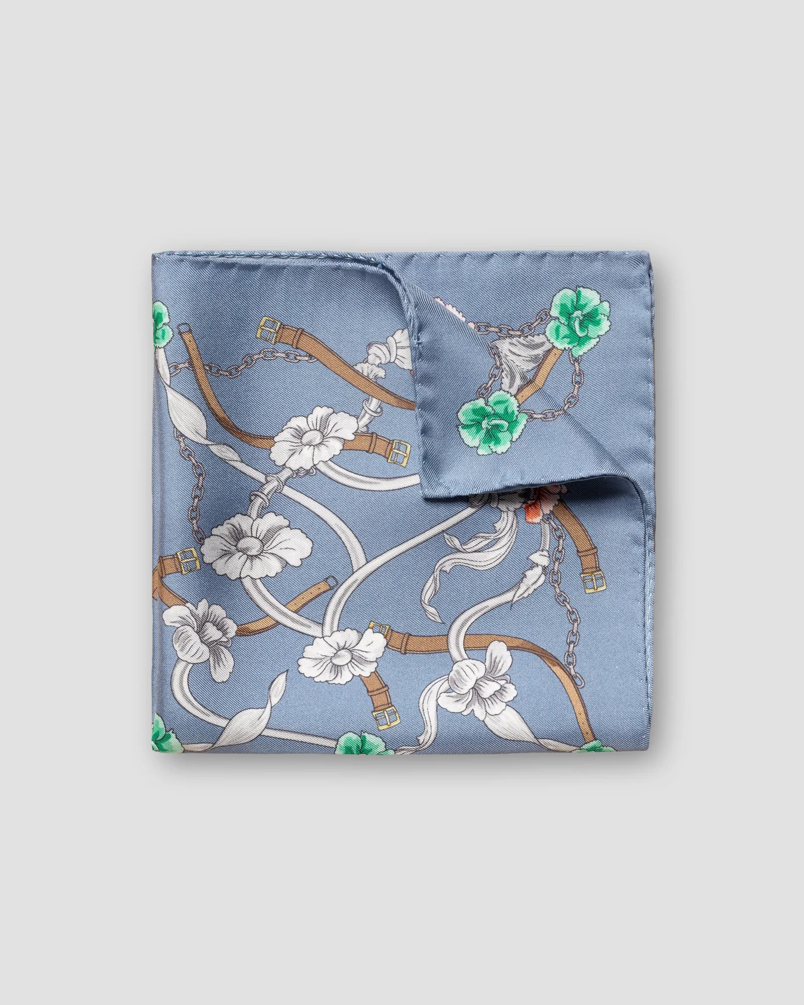 Eton - grey flowers and belts silk pcket square