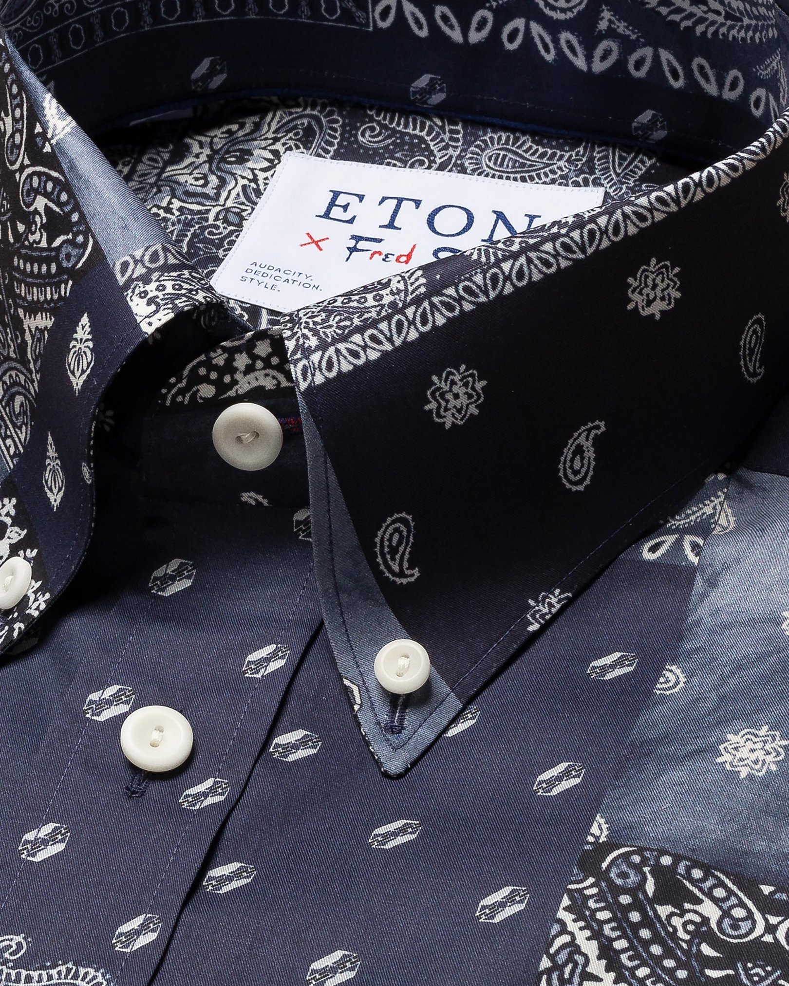Eton - navy blue fine twill button down fred segal
