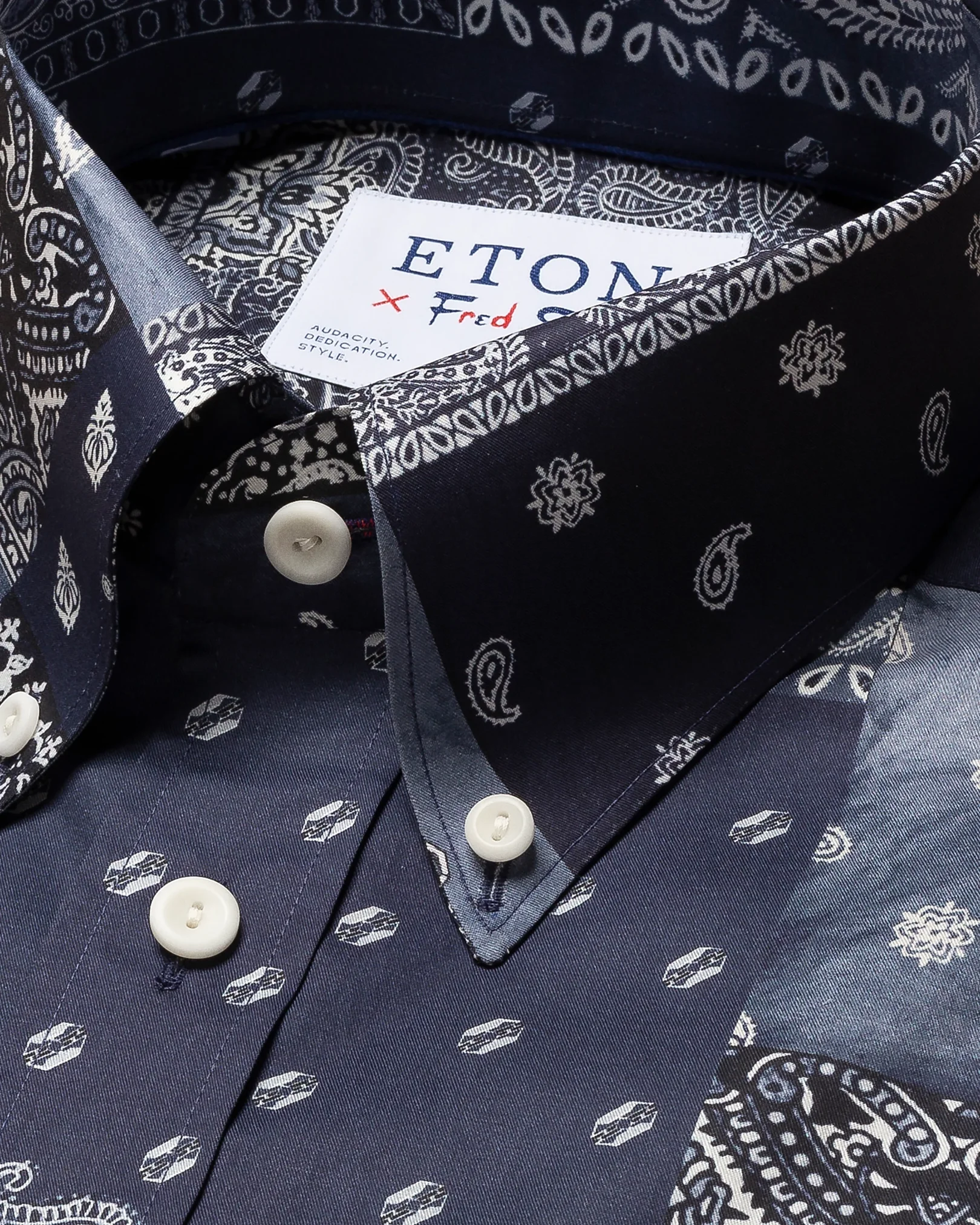 Eton - navy blue fine twill button down fred segal