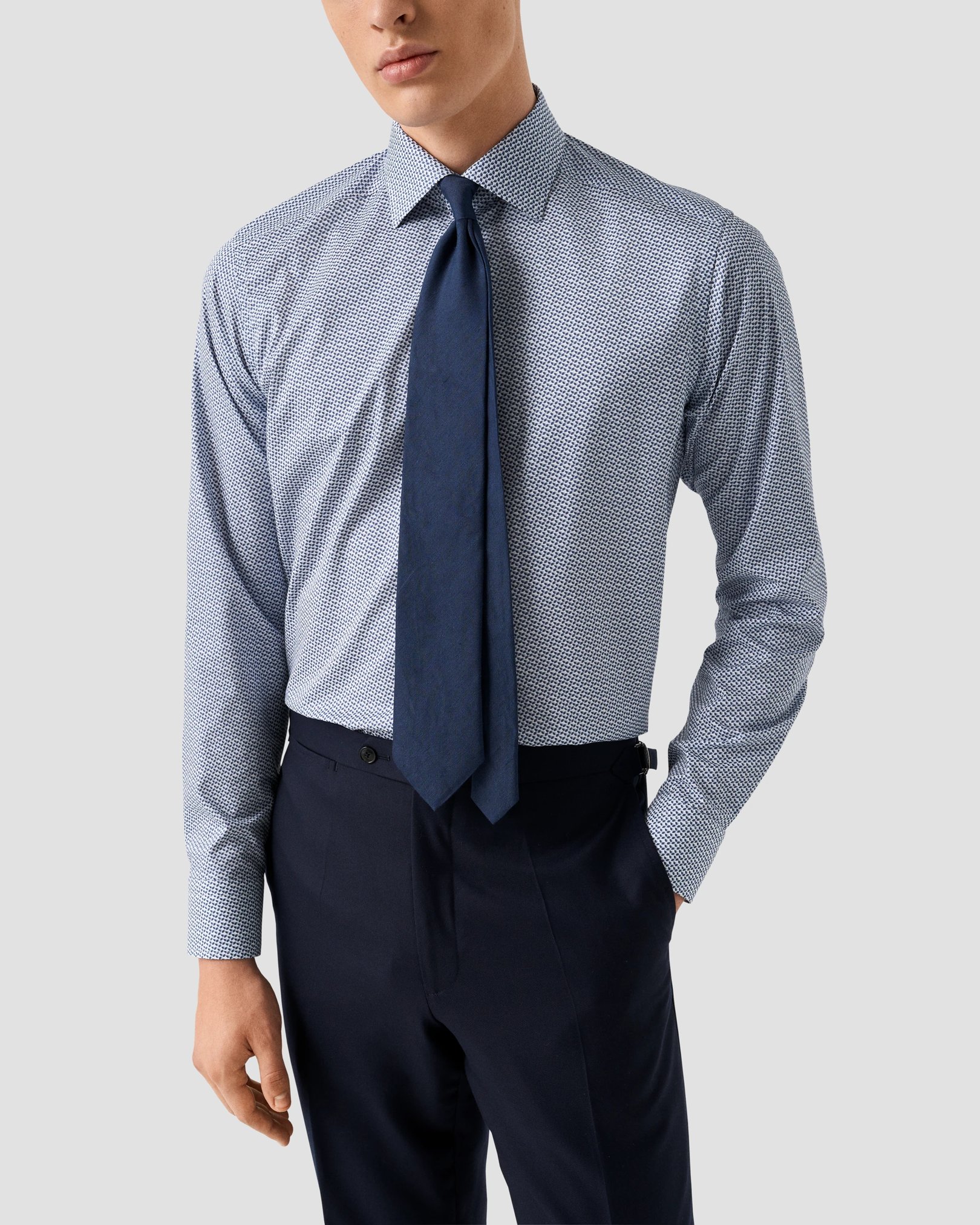 Eton - light blue micro geometric signature twill shirt