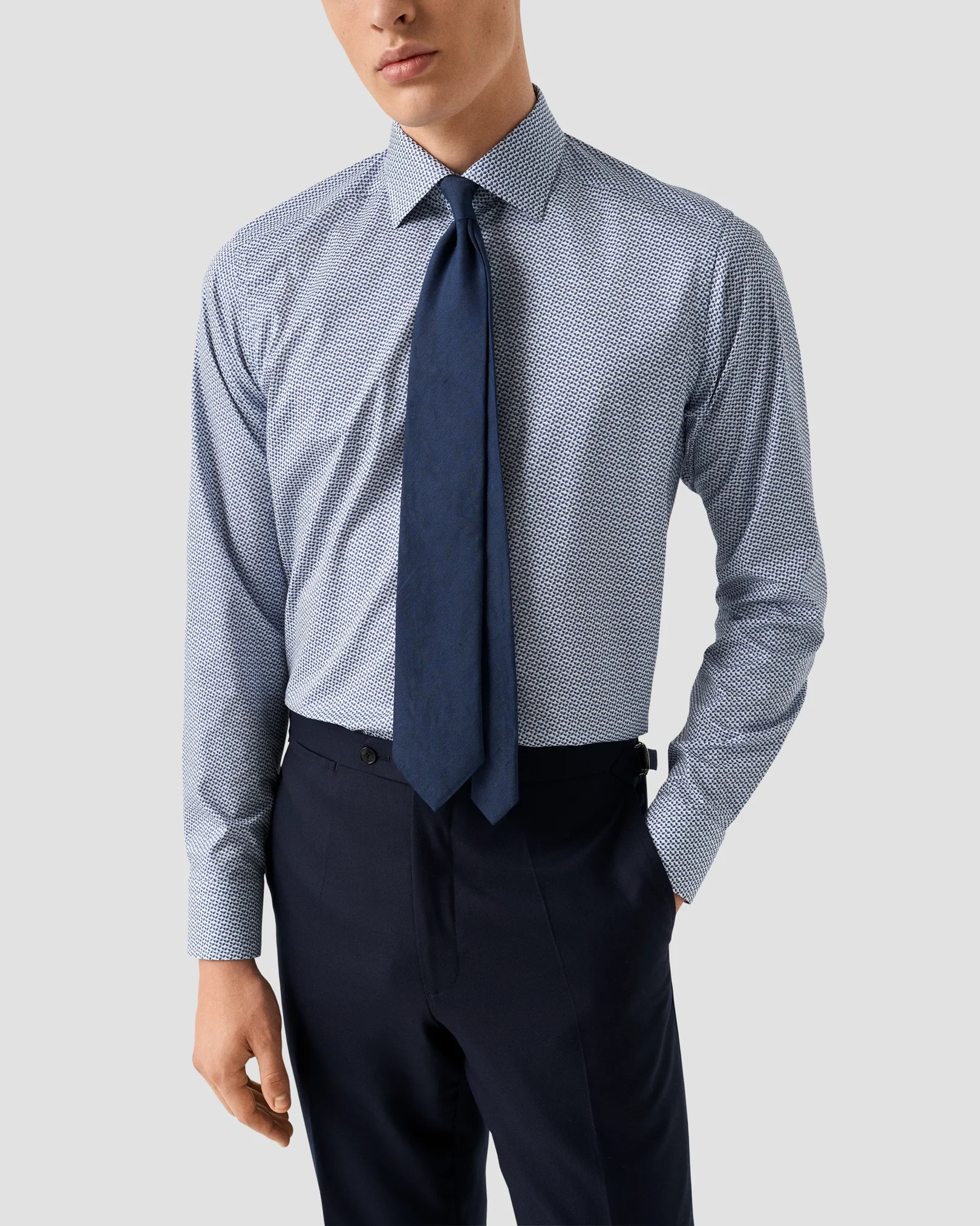 Eton - light blue micro geometric signature twill shirt