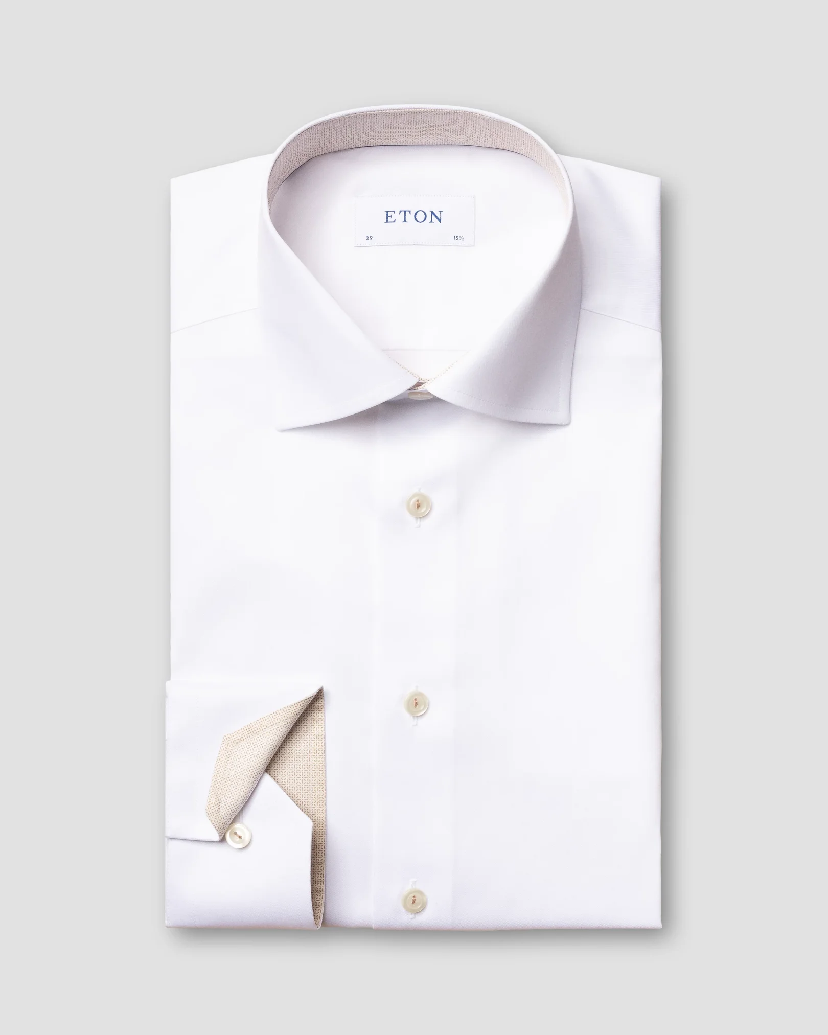 Eton - white lightweight twill shirt geometric details