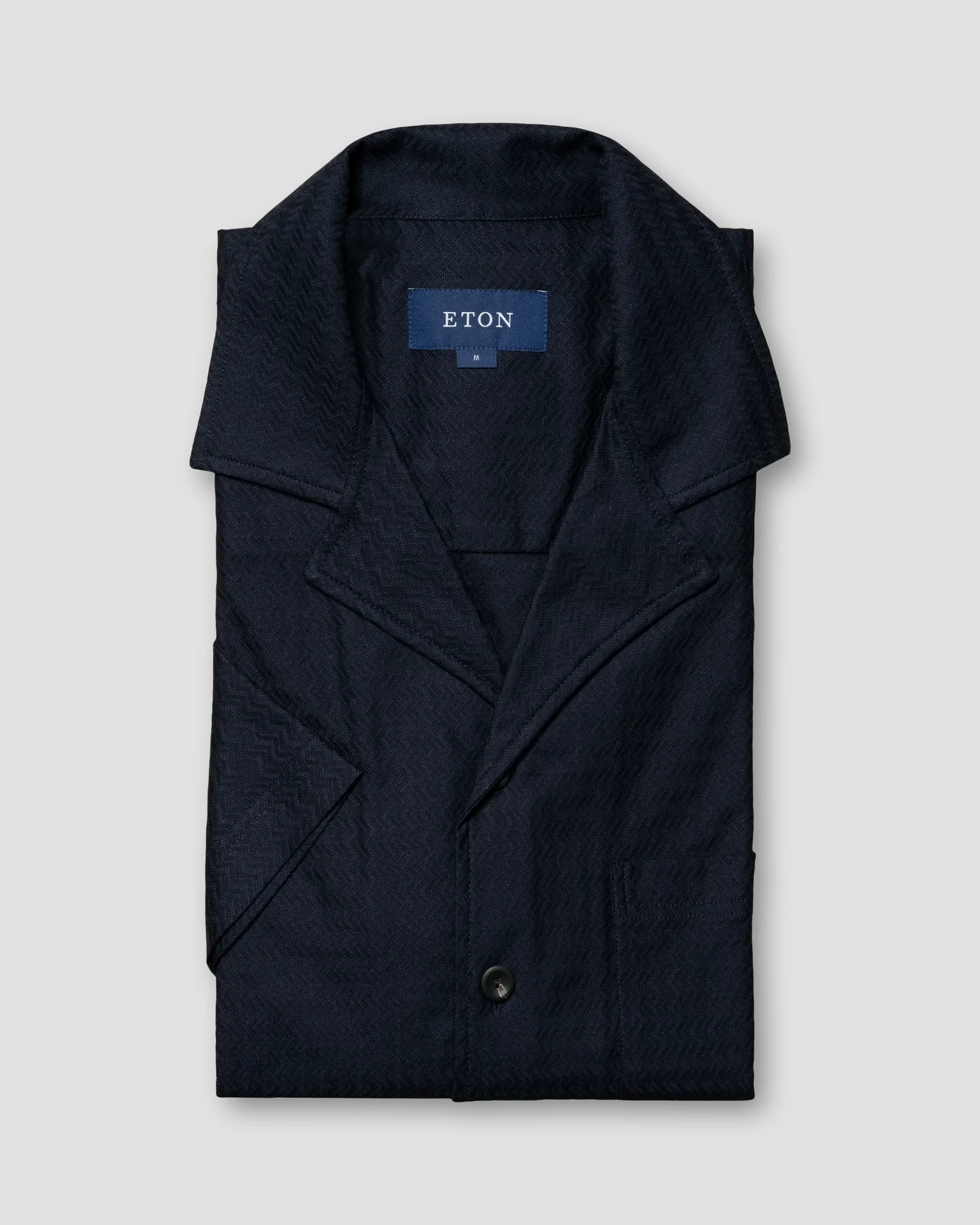 Eton - Navy Knitted Jacquard Resort Shirt