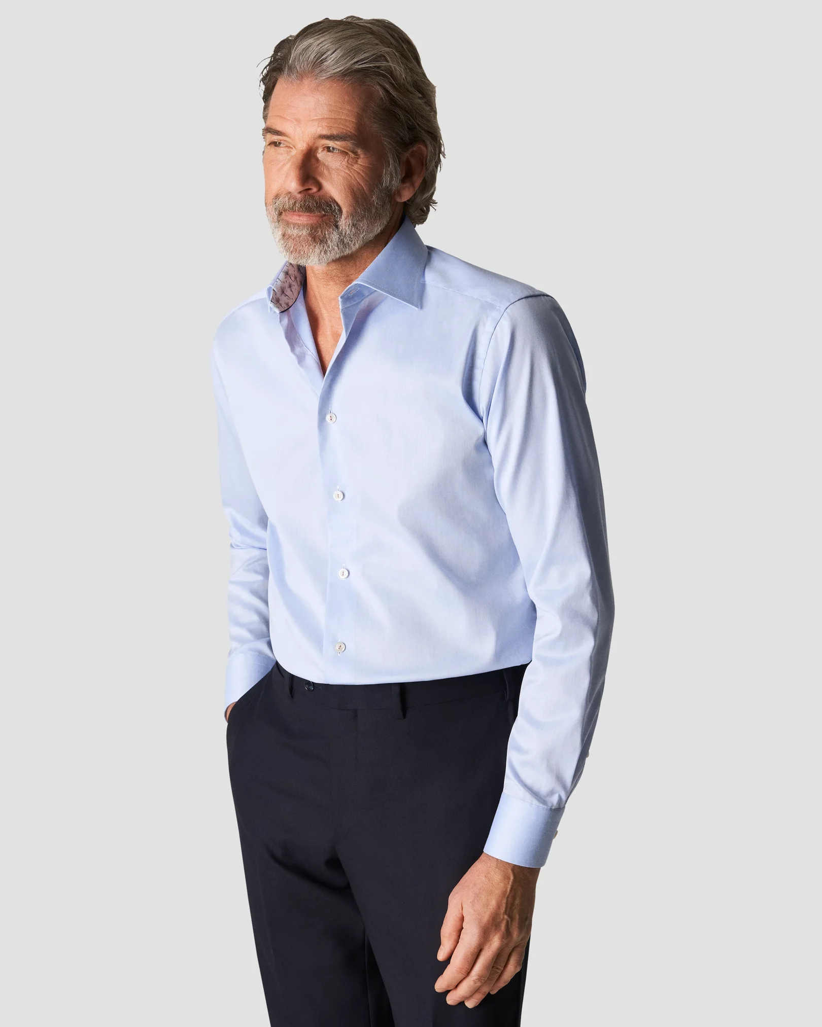 Eton - light blue signature twill flower details